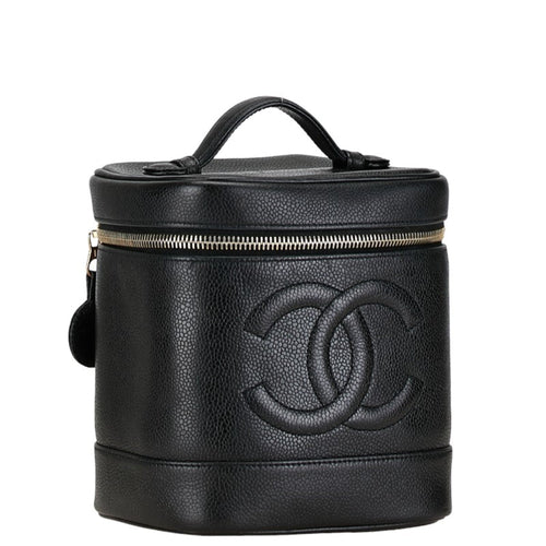 Chanel Caviar Skin Black Gold Caviar Leather Handbag Vanity Bag (Pre-Owned)