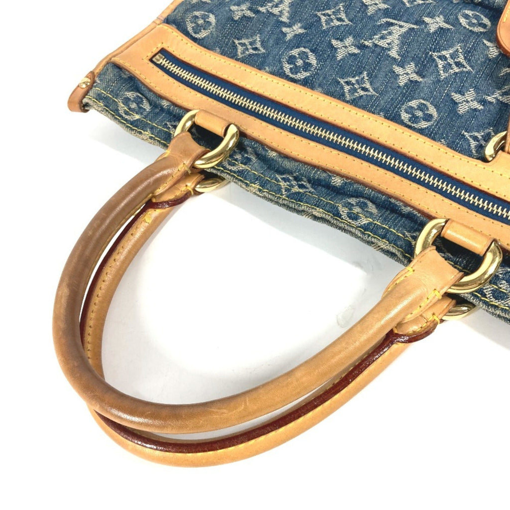 Louis Vuitton Blue Yellow Monogram Denim Shoulder Bag Tote Bag (Pre-Owned)