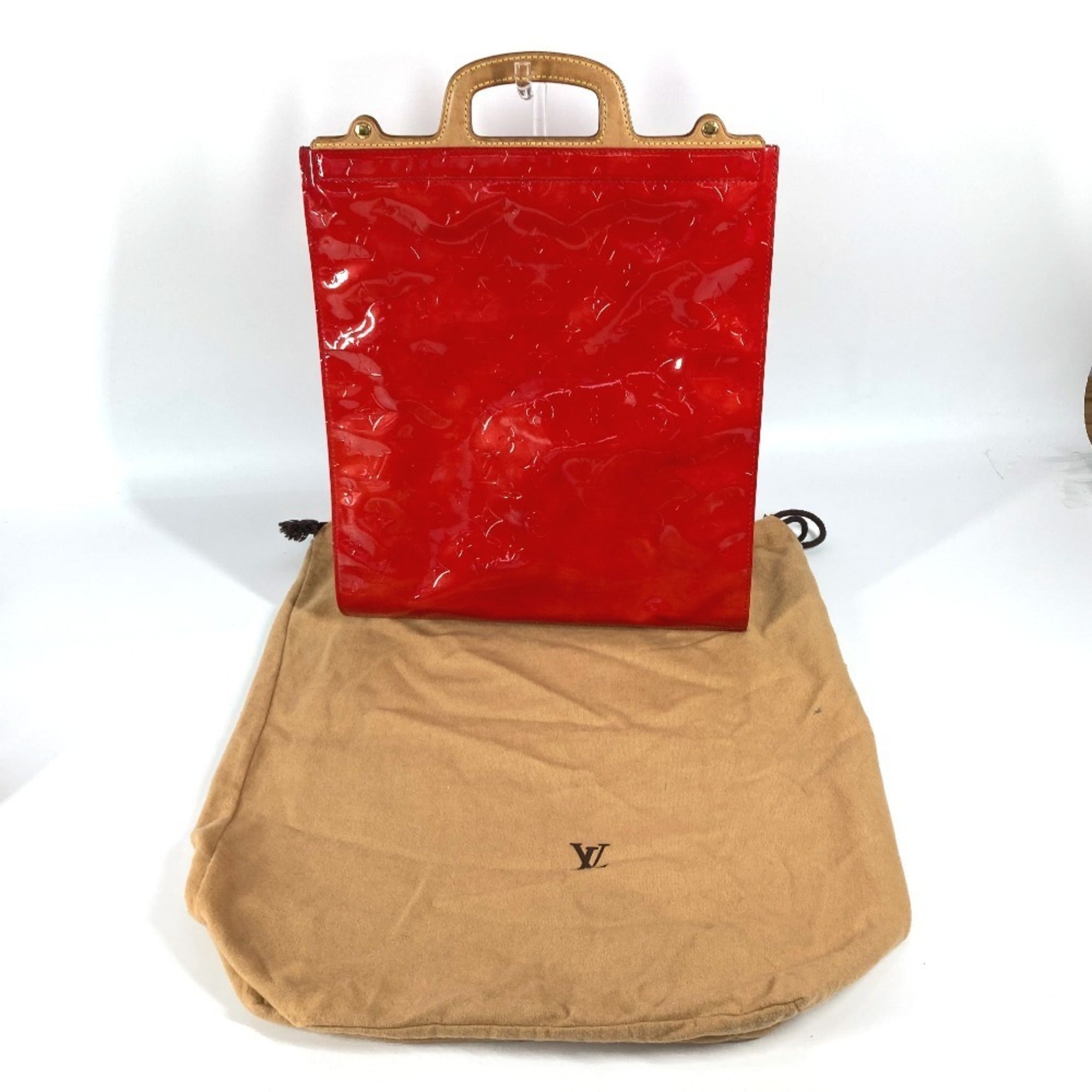 Louis Vuitton Red Color Monogram Vernis Handbag Tote Bag (Pre-Owned)
