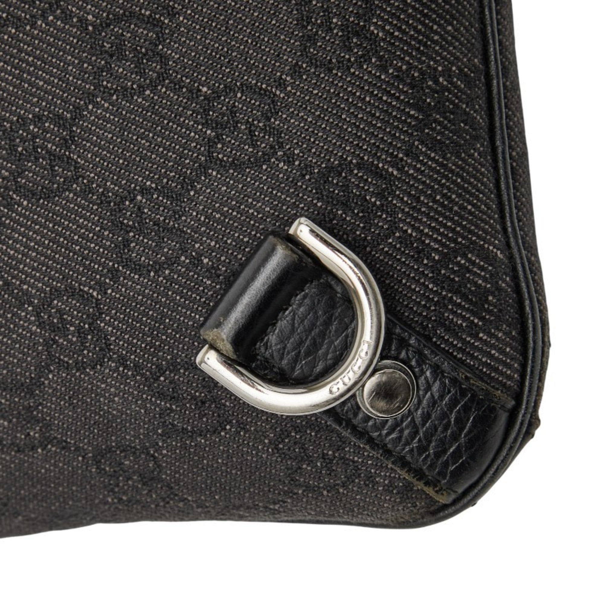 Gucci Black Canvas Leather Shoulder Bag (Pre-Owned)
