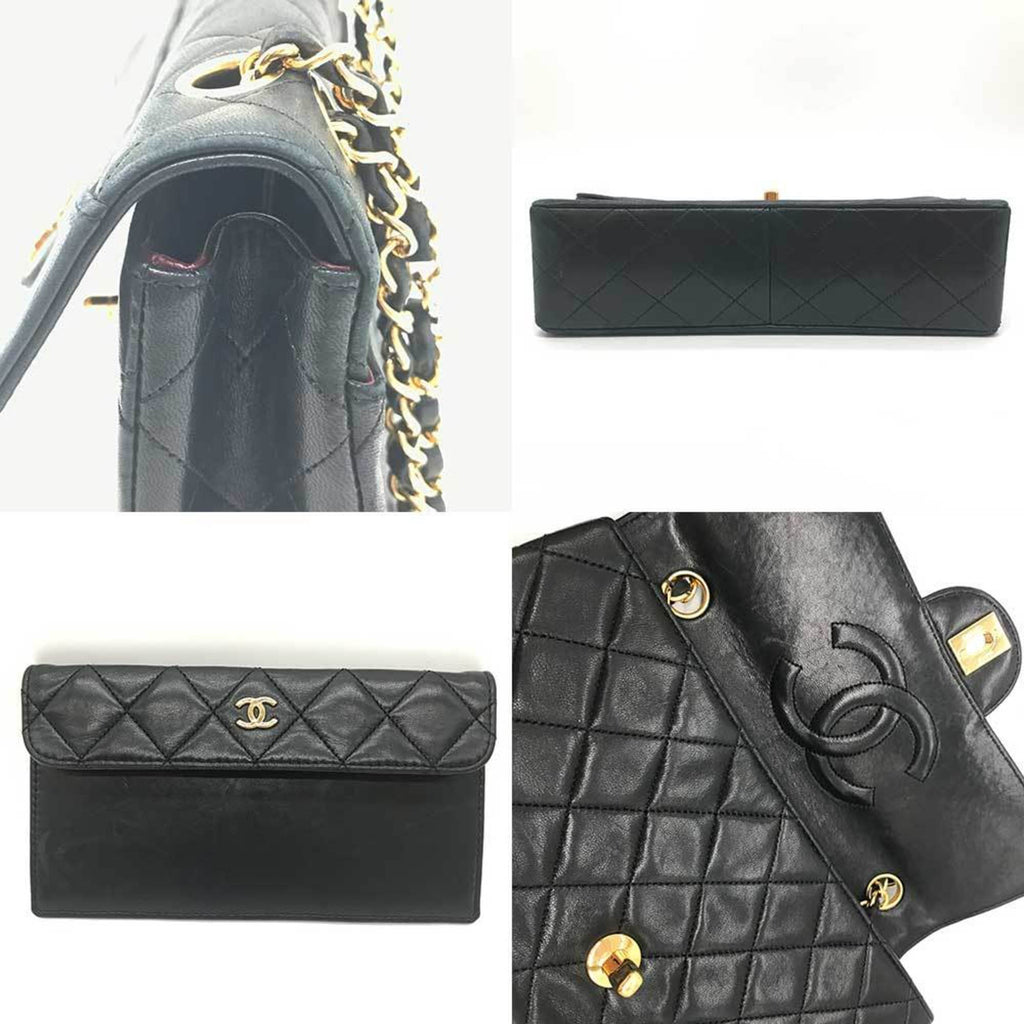 Chanel Matelasse Black Leather Shoulder Bag (Pre-Owned)