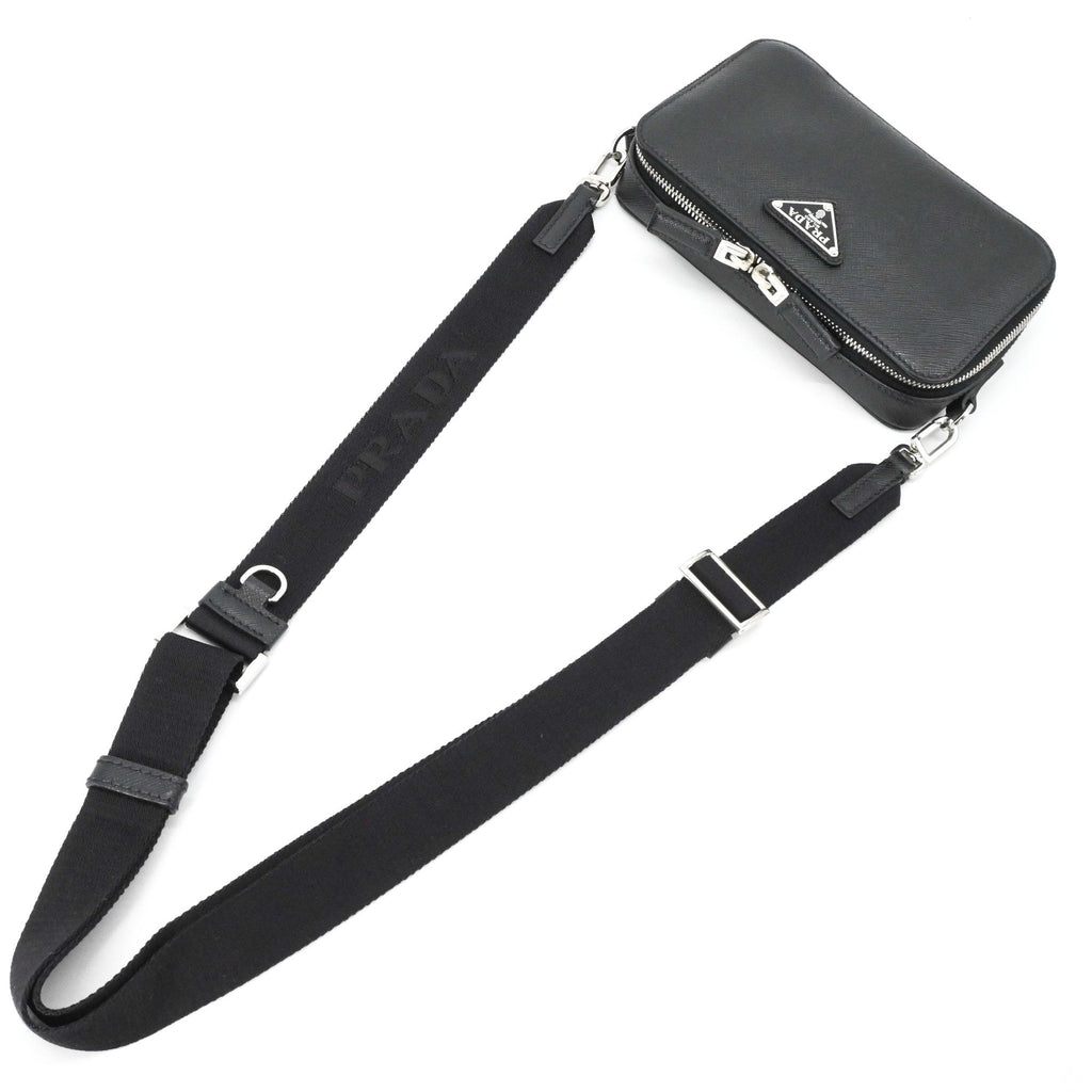 Prada Black Saffiano Triangle Shoulder Bag (Pre-Owned)