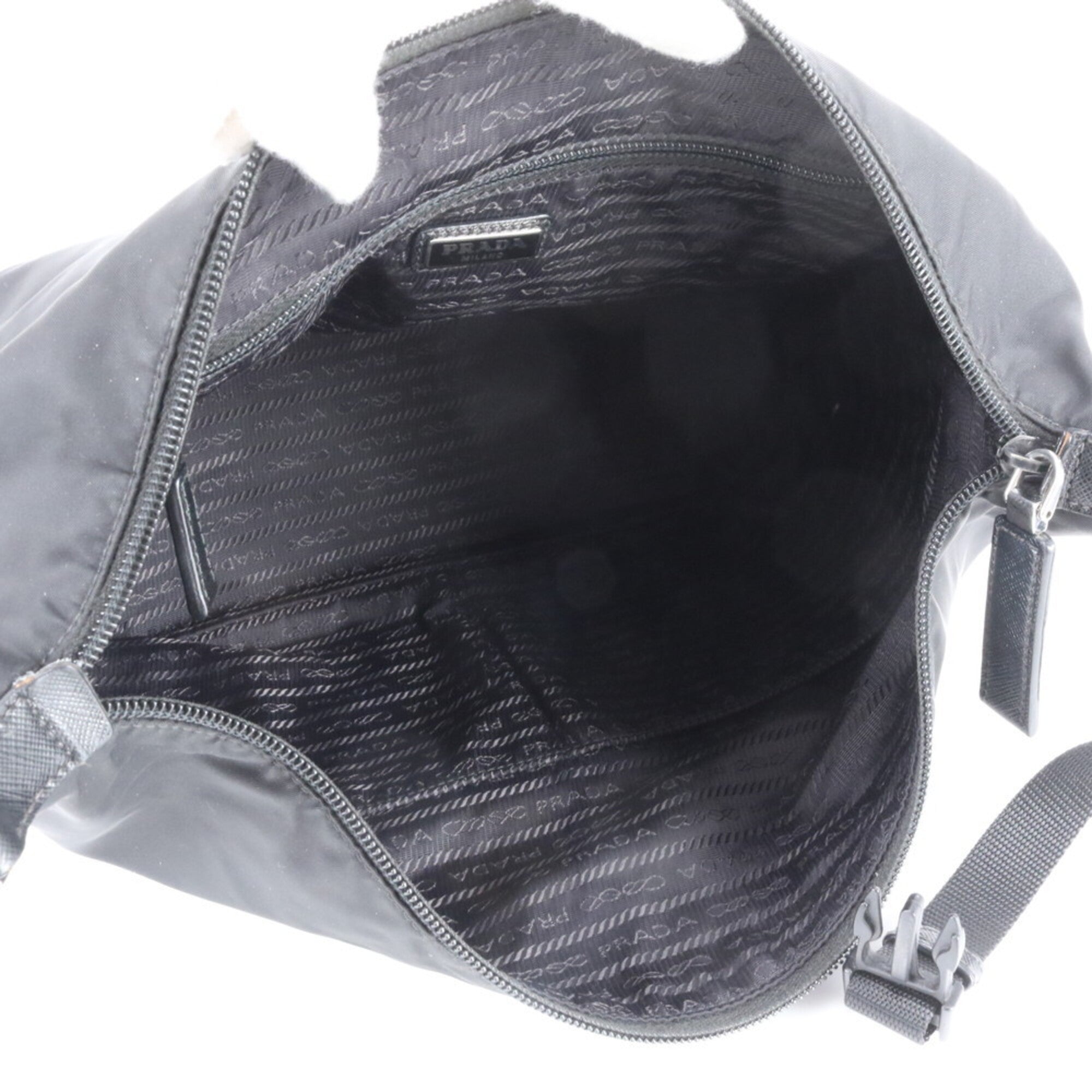 Prada Black Nylon Leather Handbag Pouch Tote Bag (Pre-Owned)