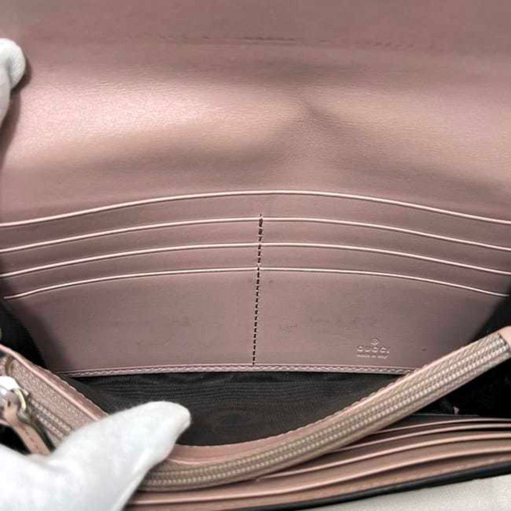 Gucci Beige Pink Leather Long Wallet (Bi-Fold) (Pre-Owned)