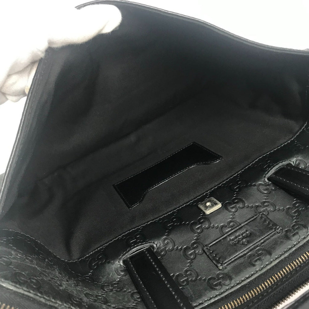 Gucci Black Gg Leather Briefcase Handbag Tote Bag (Pre-Owned)