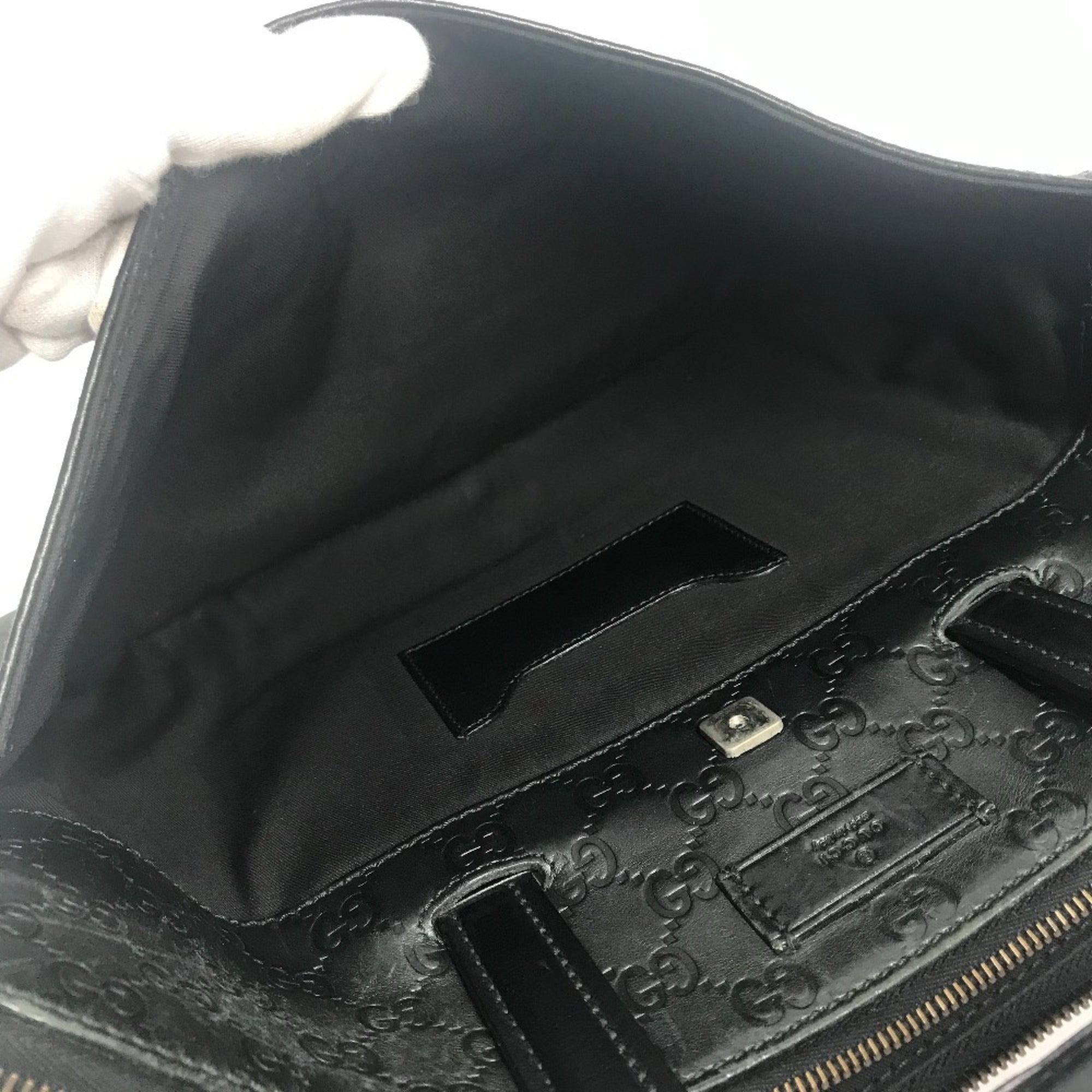 Gucci Black Gg Leather Briefcase Handbag Tote Bag (Pre-Owned)