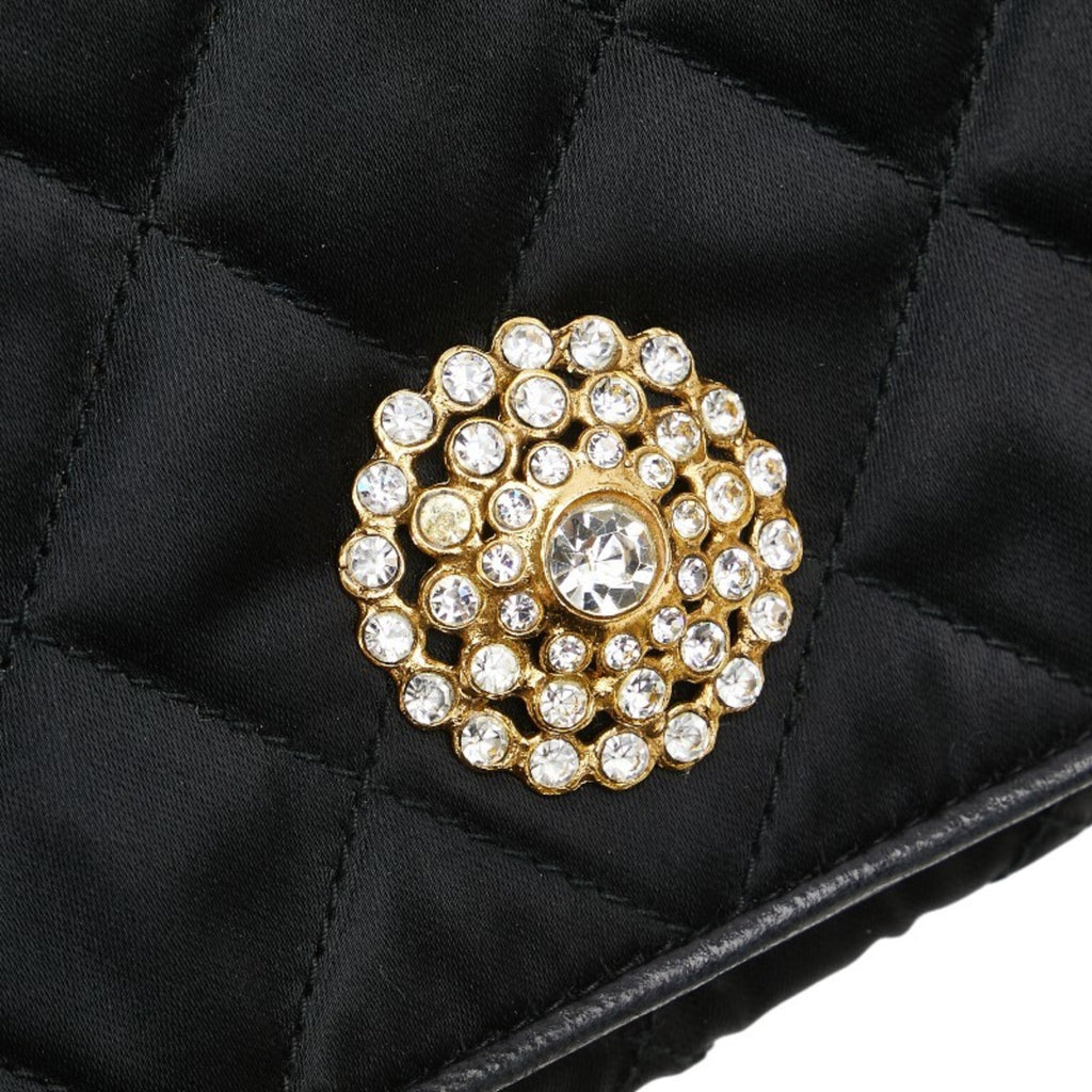 Chanel Black Satin Leather Shoulder Bag (Pre-Owned)