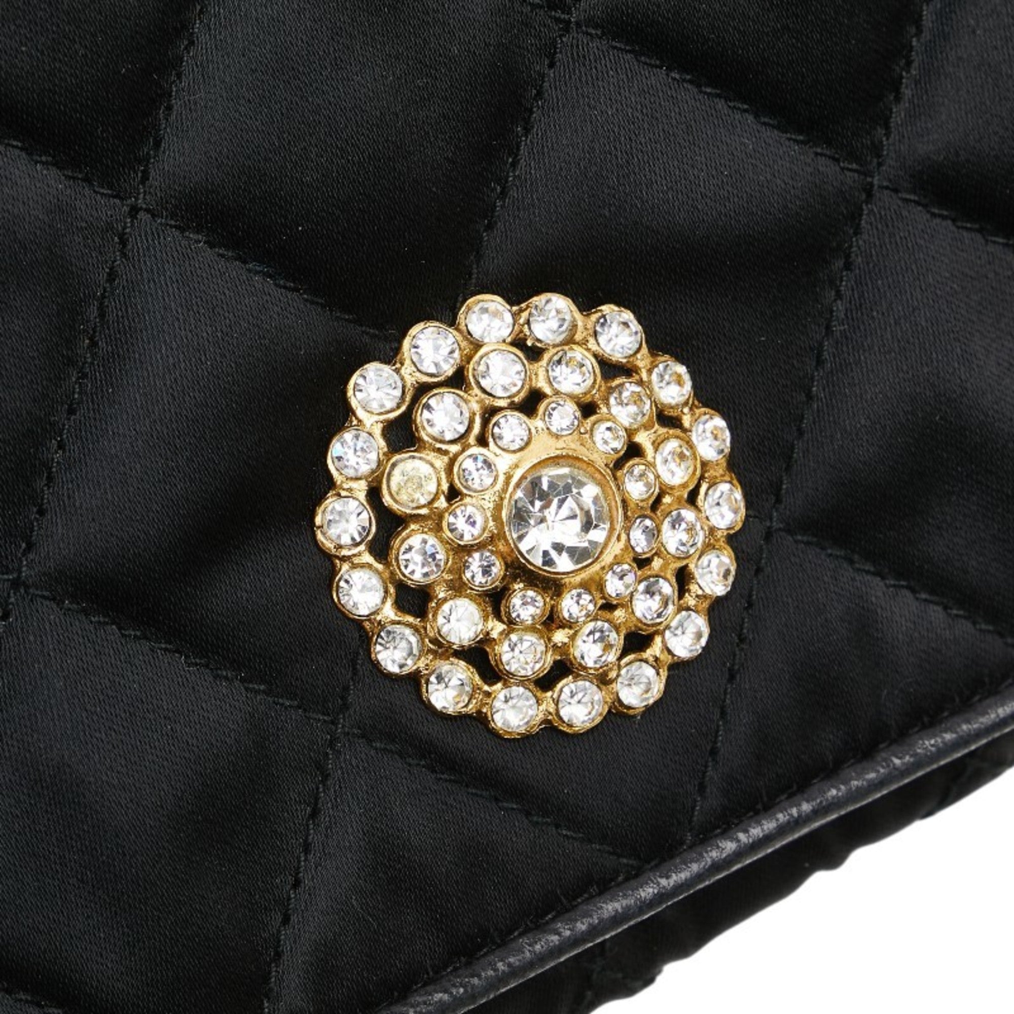 Chanel Black Satin Leather Shoulder Bag (Pre-Owned)