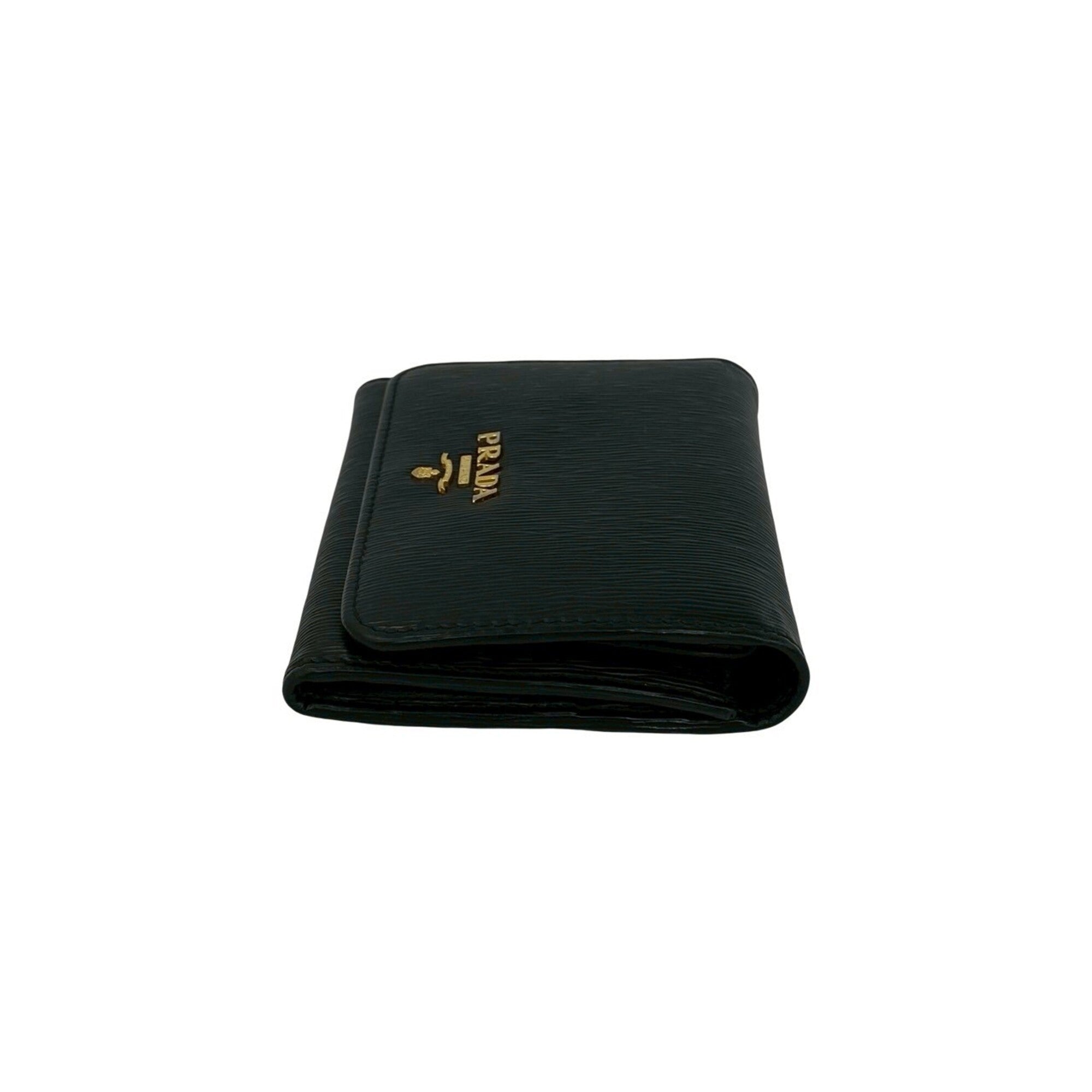 Prada Black Leather Wallet (Tri-Fold) (Pre-Owned)