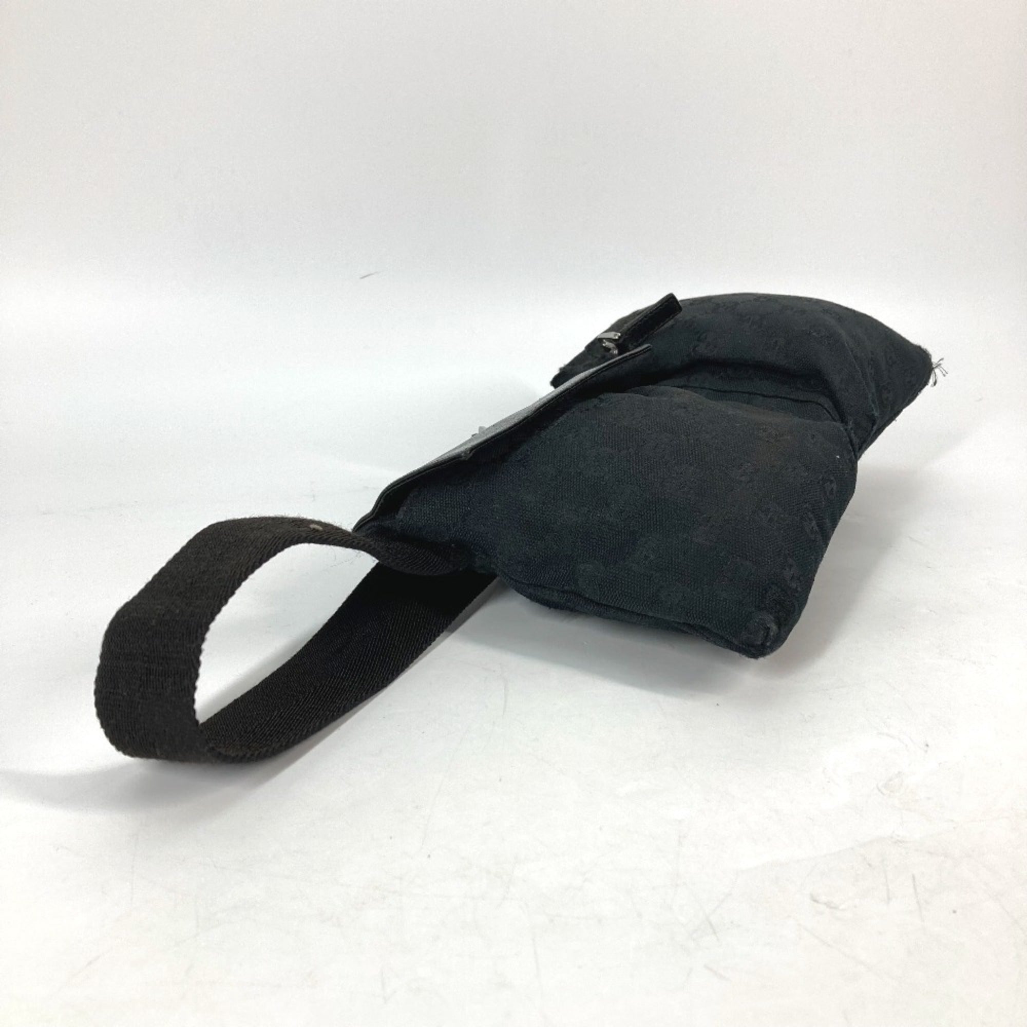Gucci Black Gg Canvas Leather Fanny Pack Sling Bag (Pre-Owned)