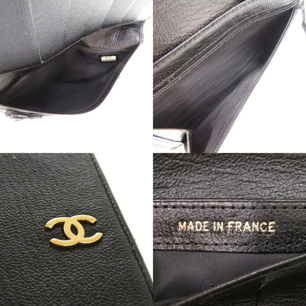 Chanel Black Leather Wallet (Bi-Fold) (Pre-Owned)
