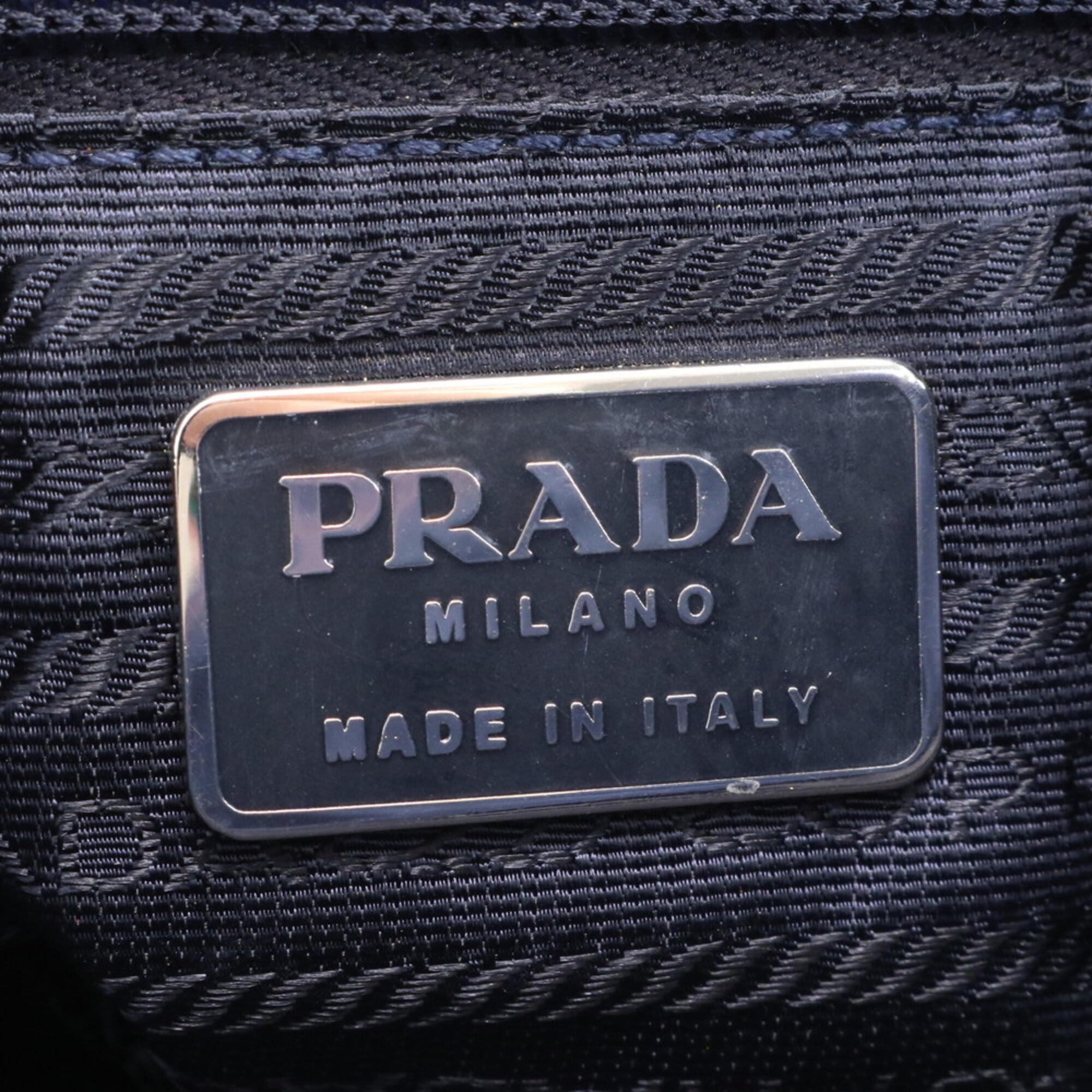Prada Blue Nylon Leather Briefcase Handbag Tote Bag (Pre-Owned)