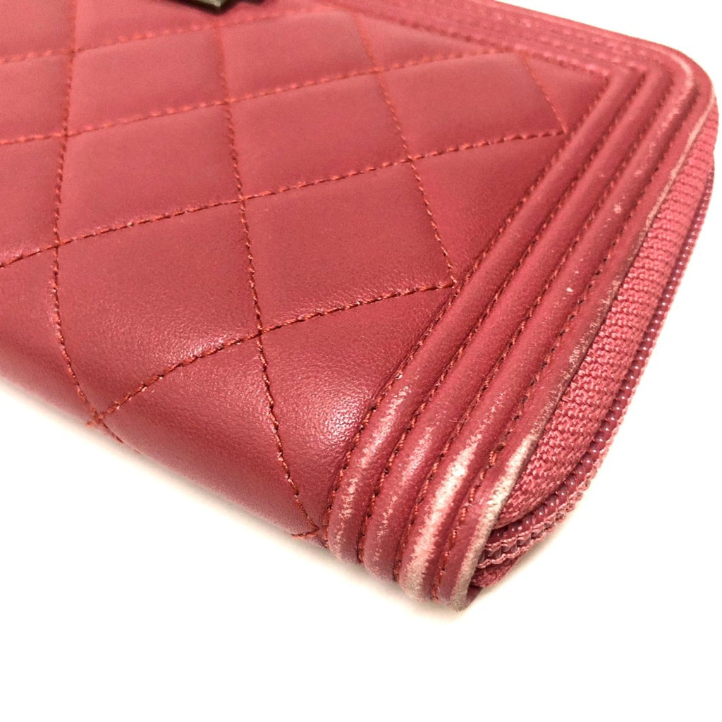 Chanel Pink Leather Long Wallet (Bi-Fold) (Pre-Owned)