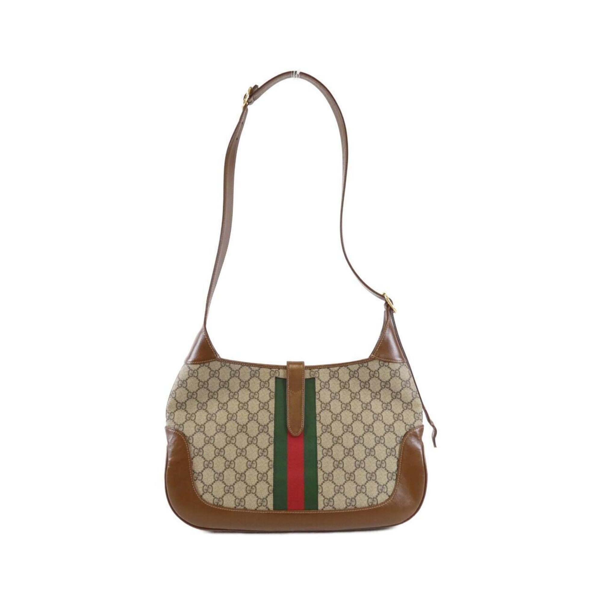 Gucci Beige Brown Gg Supreme Leather Shoulder Bag (Pre-Owned)