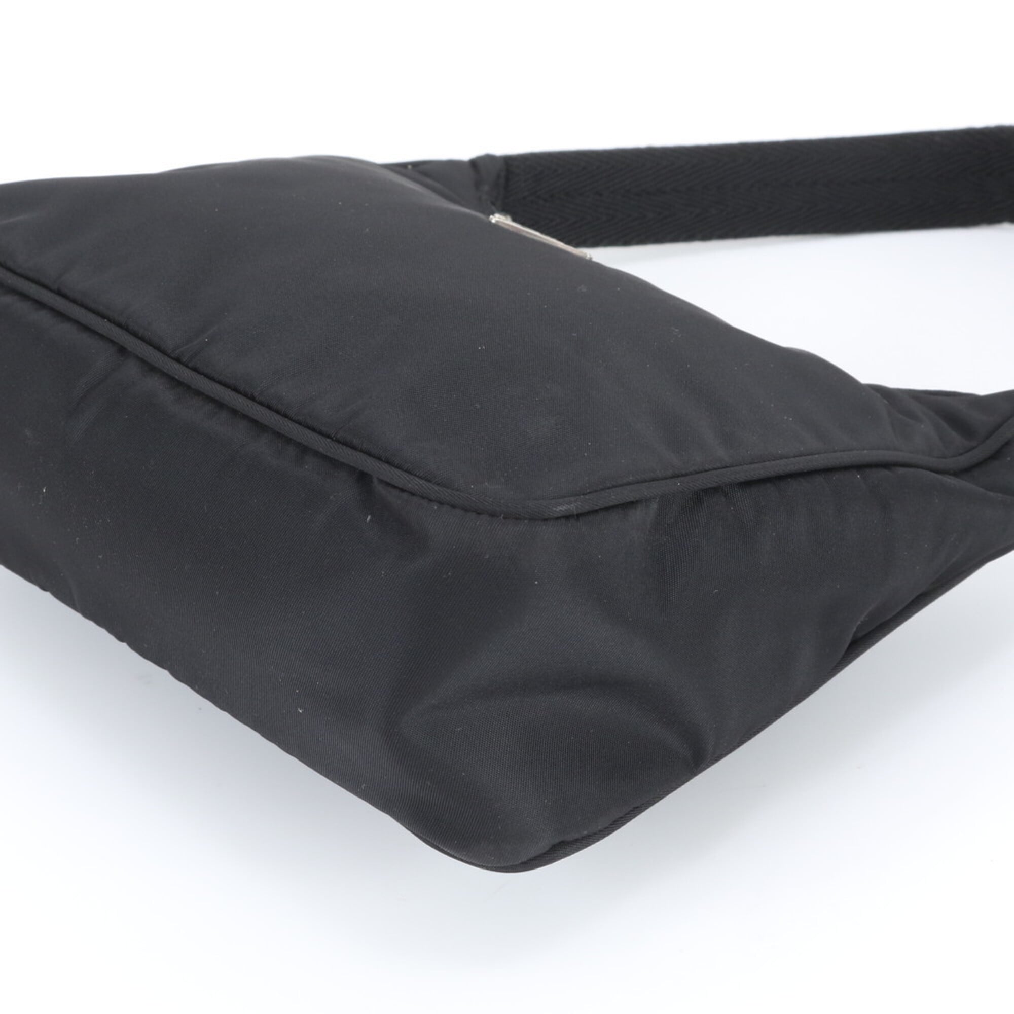 Prada Black Nylon Leather Handbag Tote Bag (Pre-Owned)
