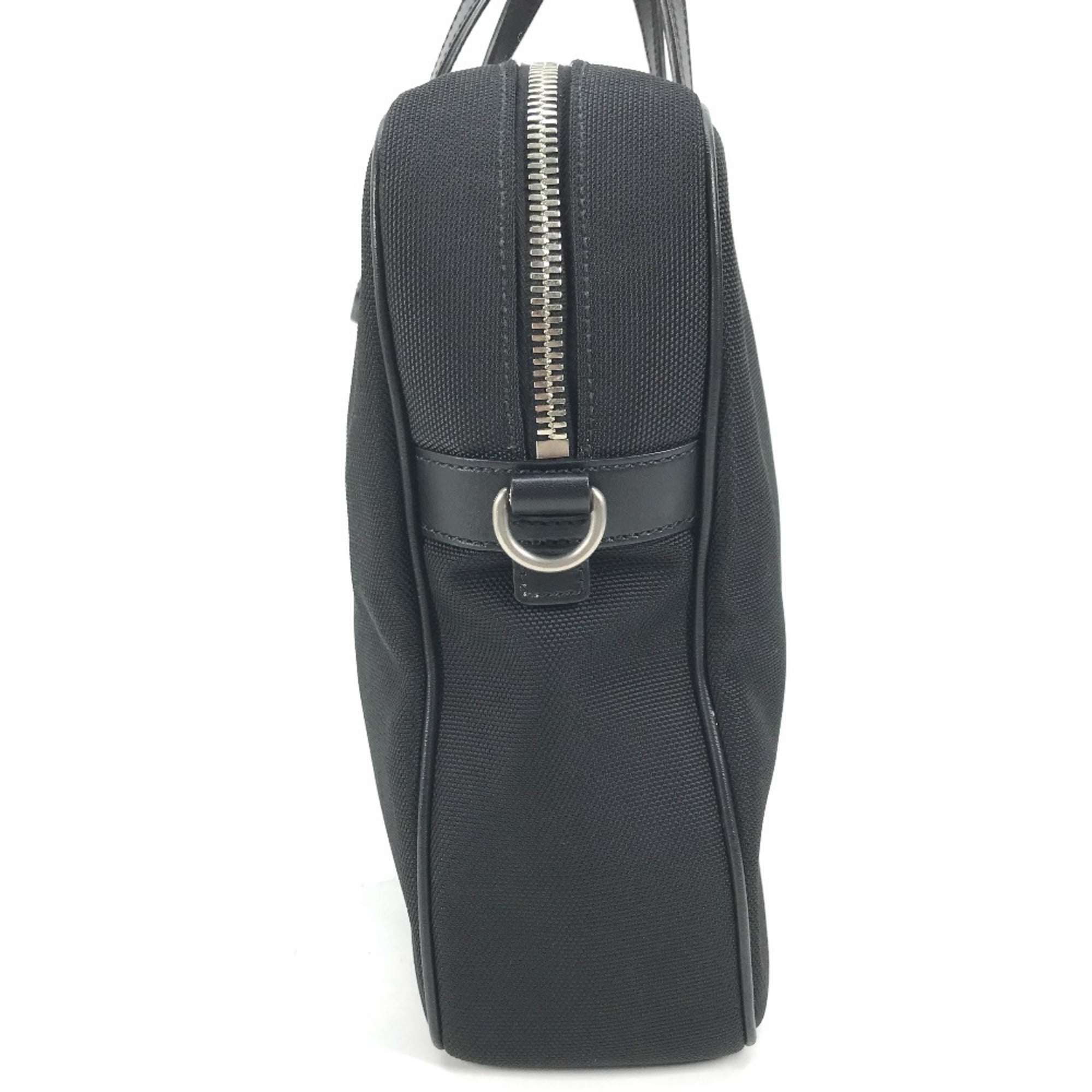 Gucci Black Leather Canvas Handbag Shoulder Bag Tote Bag (Pre-Owned)