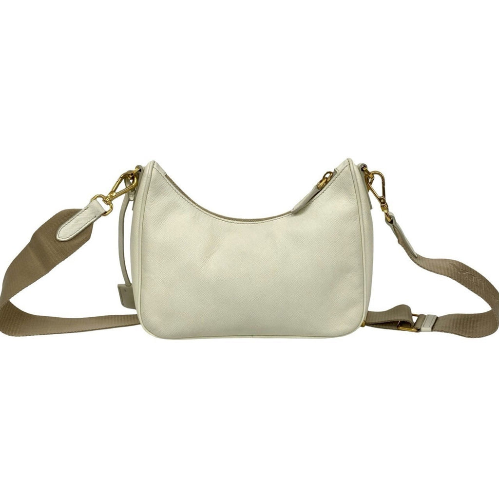 Prada White Leather Pochette Pouch Shoulder Bag (Pre-Owned)