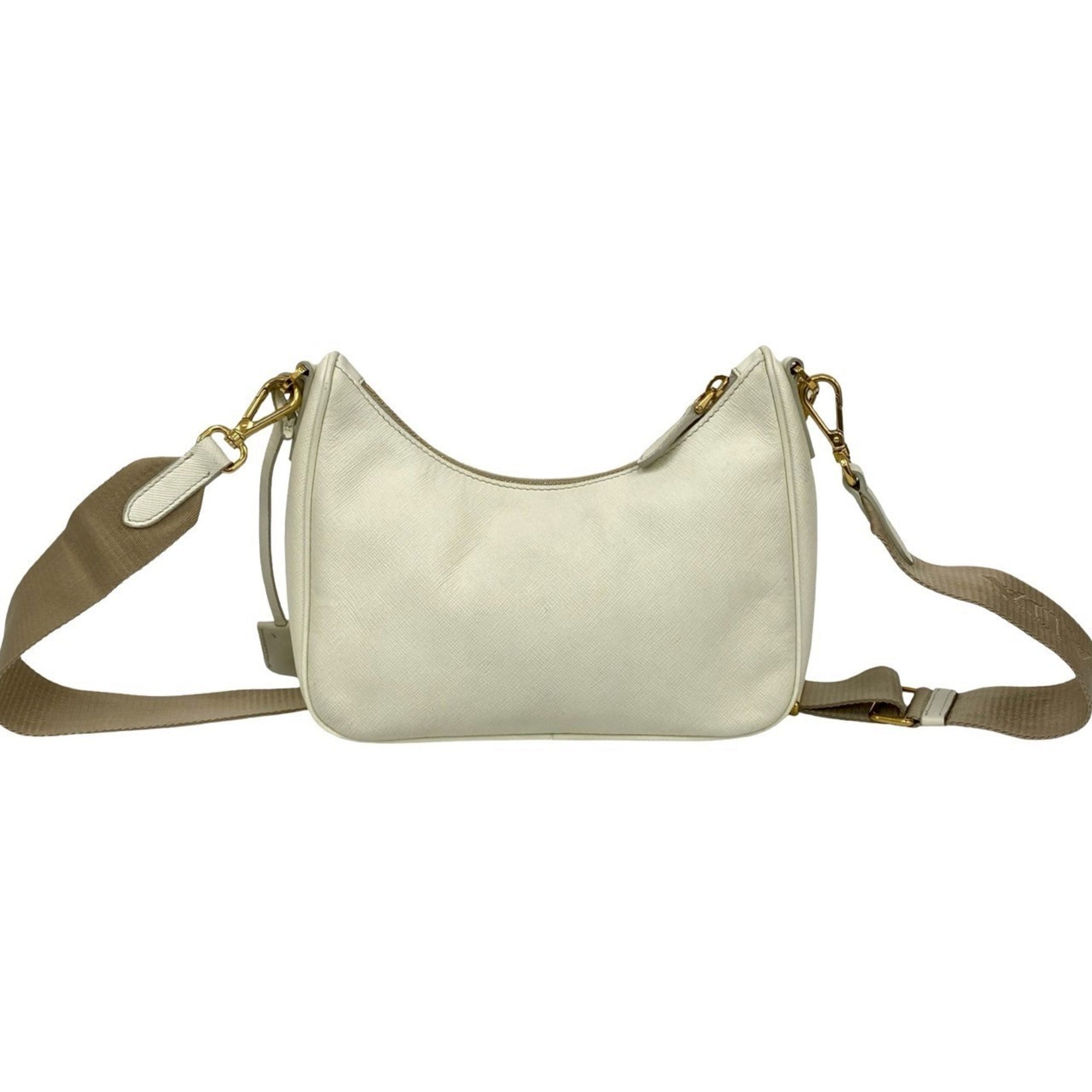 Prada White Leather Pochette Pouch Shoulder Bag (Pre-Owned)