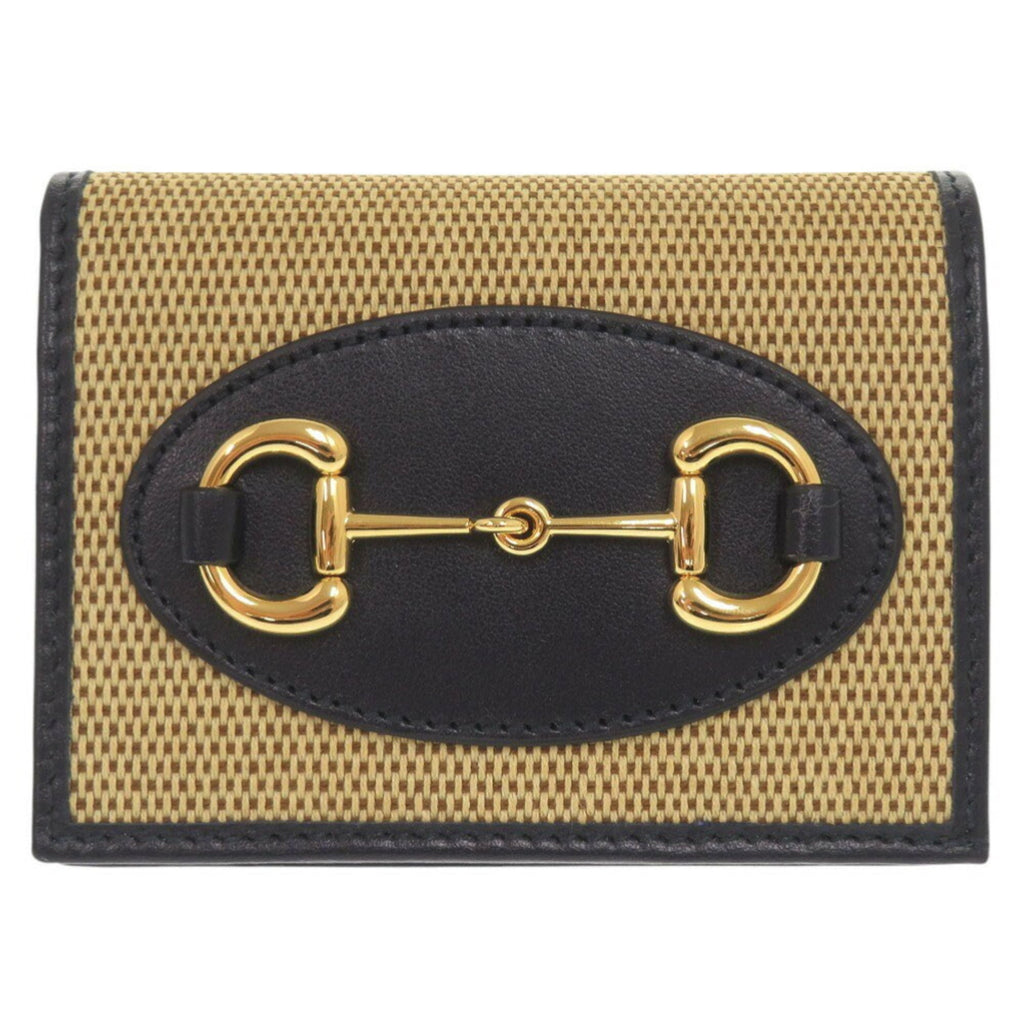 Gucci Beige Navy Canvas Leather Wallet (Bi-Fold) (Pre-Owned)