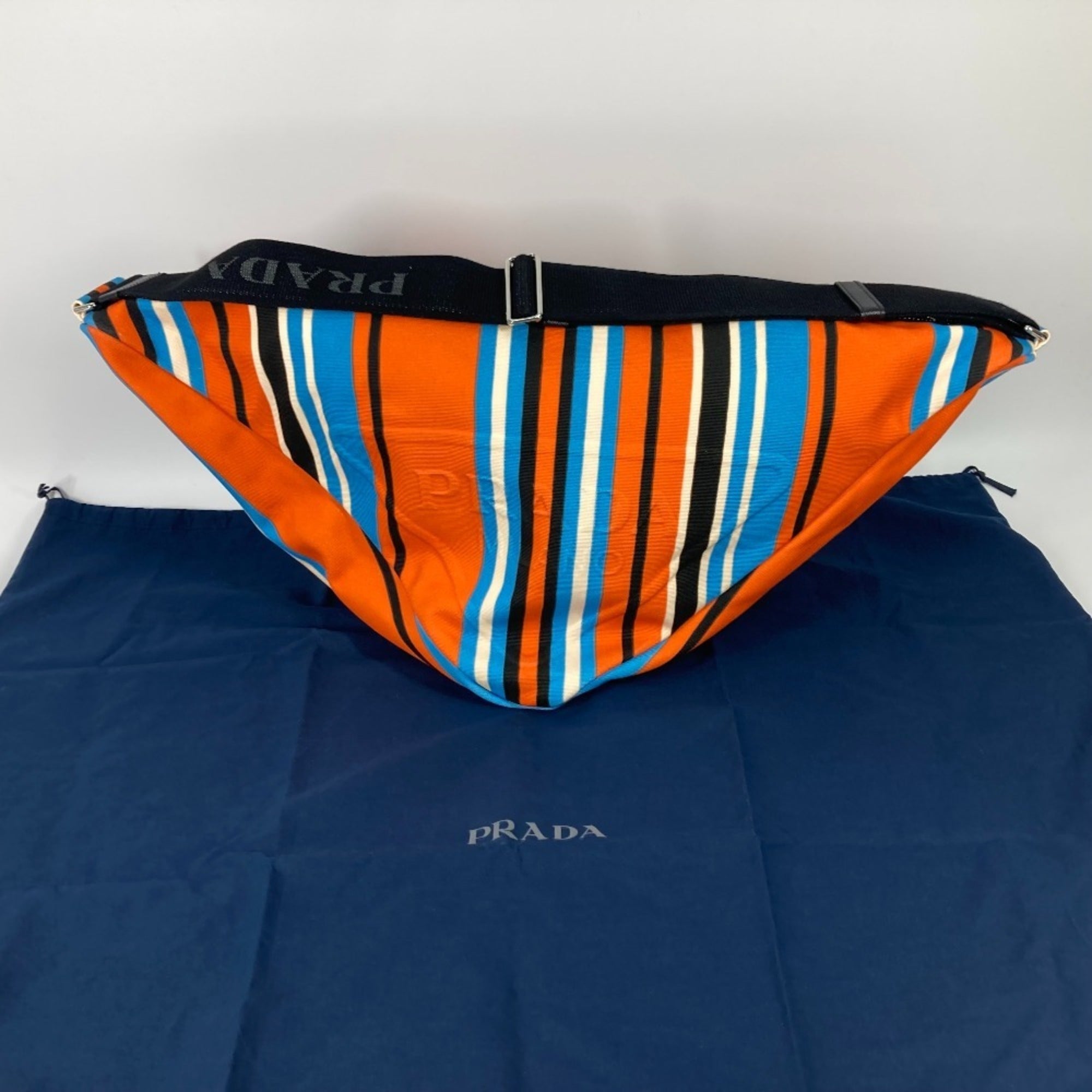 Prada Black Blue Orange Canvas Shoulder Bag Sling Bag (Pre-Owned)