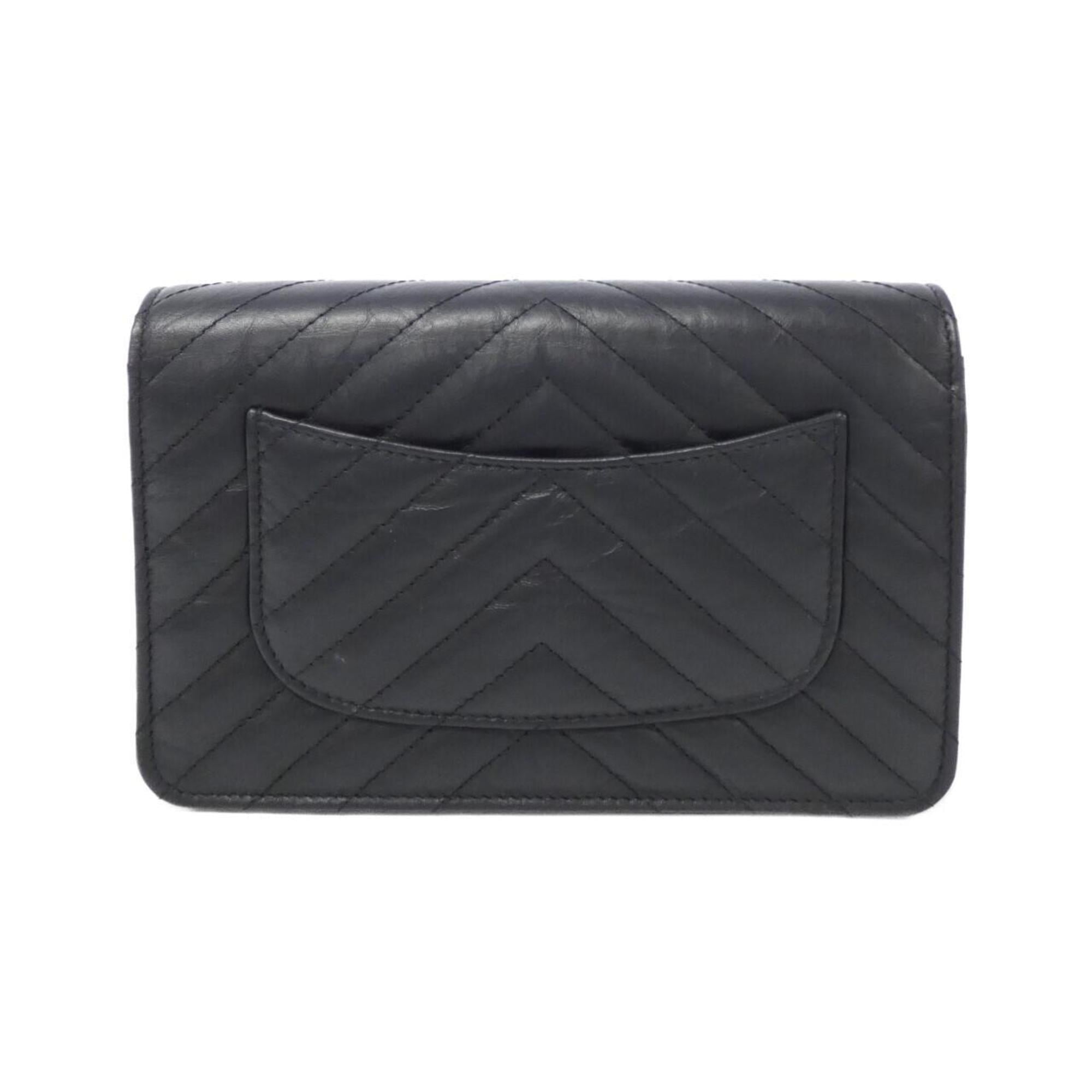 Chanel Black Leather Chain/Shoulder Wallet (Pre-Owned)