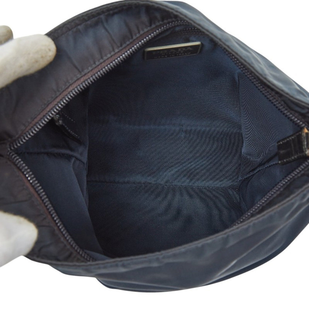 Prada Navy Nylon Leather Shoulder Bag (Pre-Owned)