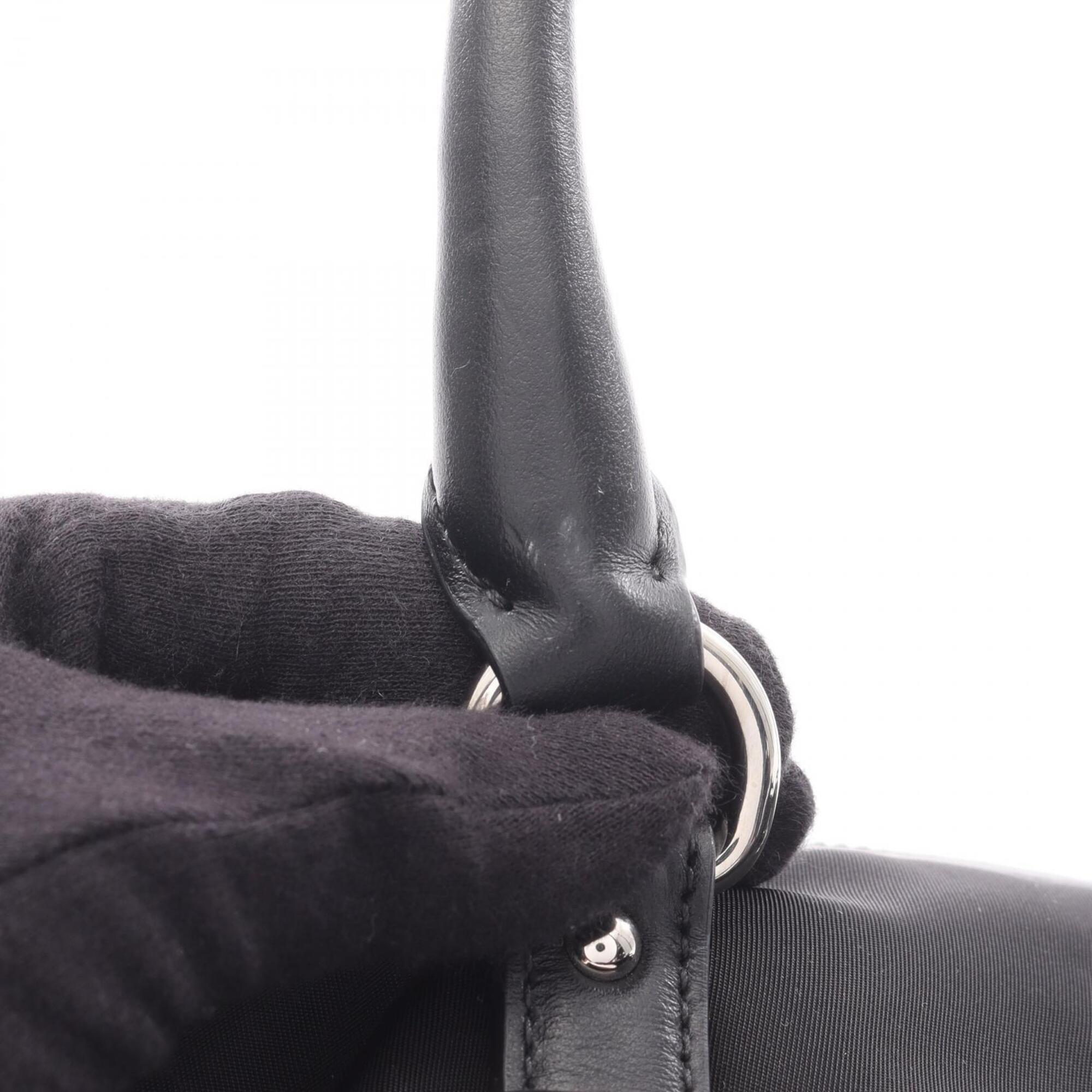 Prada Black Nylon Leather Handbag (Pre-Owned)