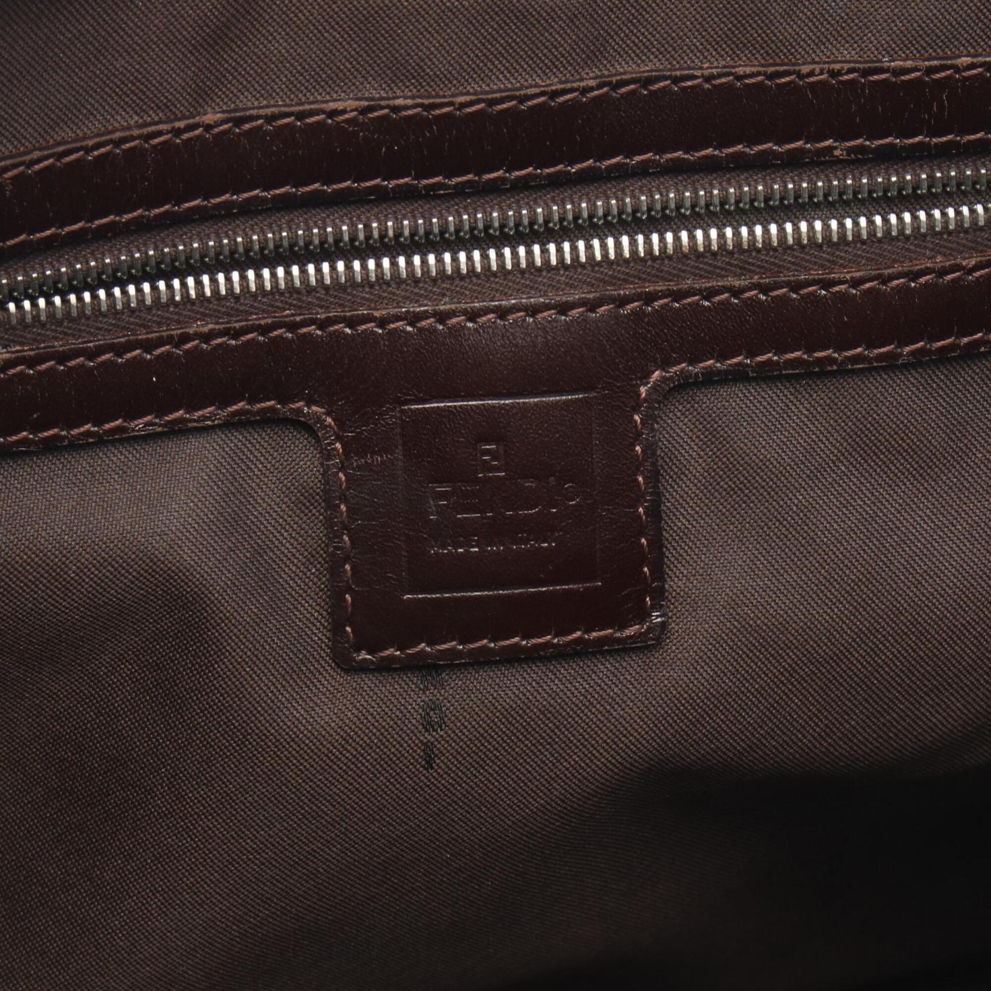 Fendi Brown Canvas Leather Handbag Shoulder Bag (Pre-Owned)