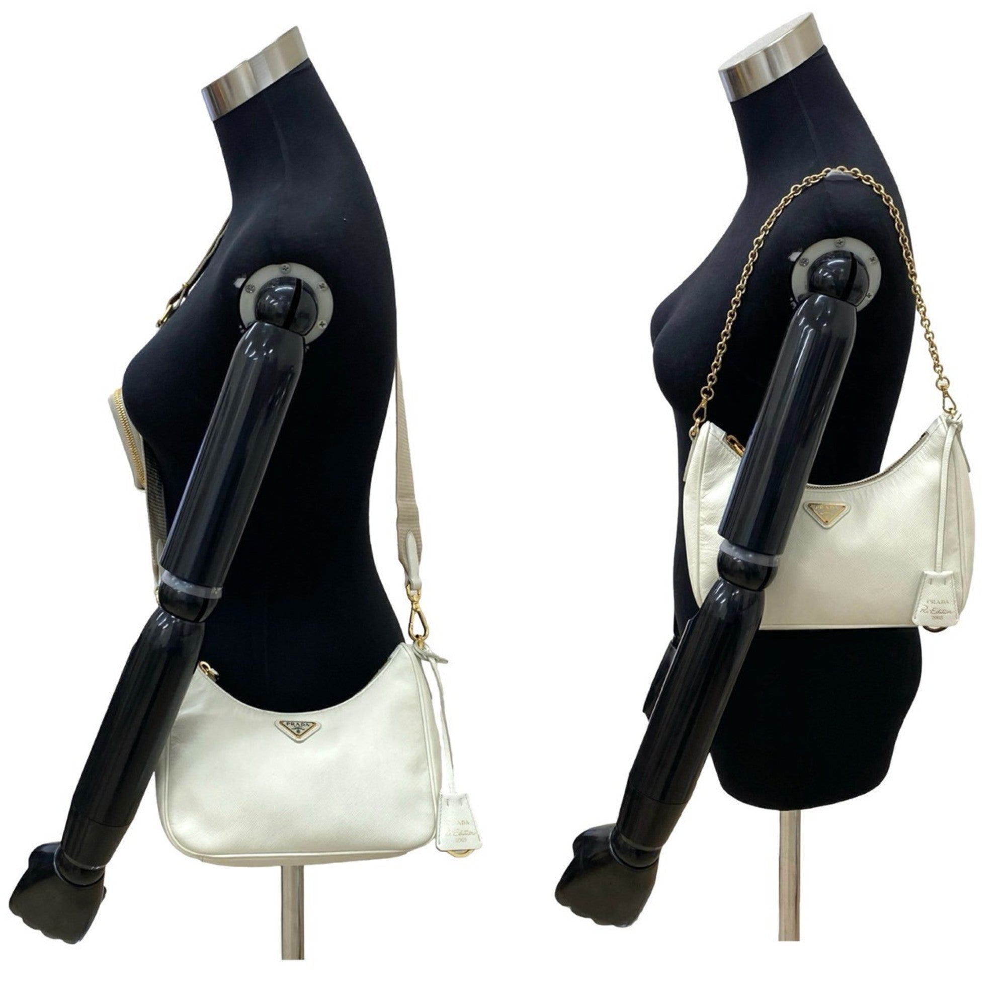 Prada White Leather Pochette Pouch Shoulder Bag (Pre-Owned)