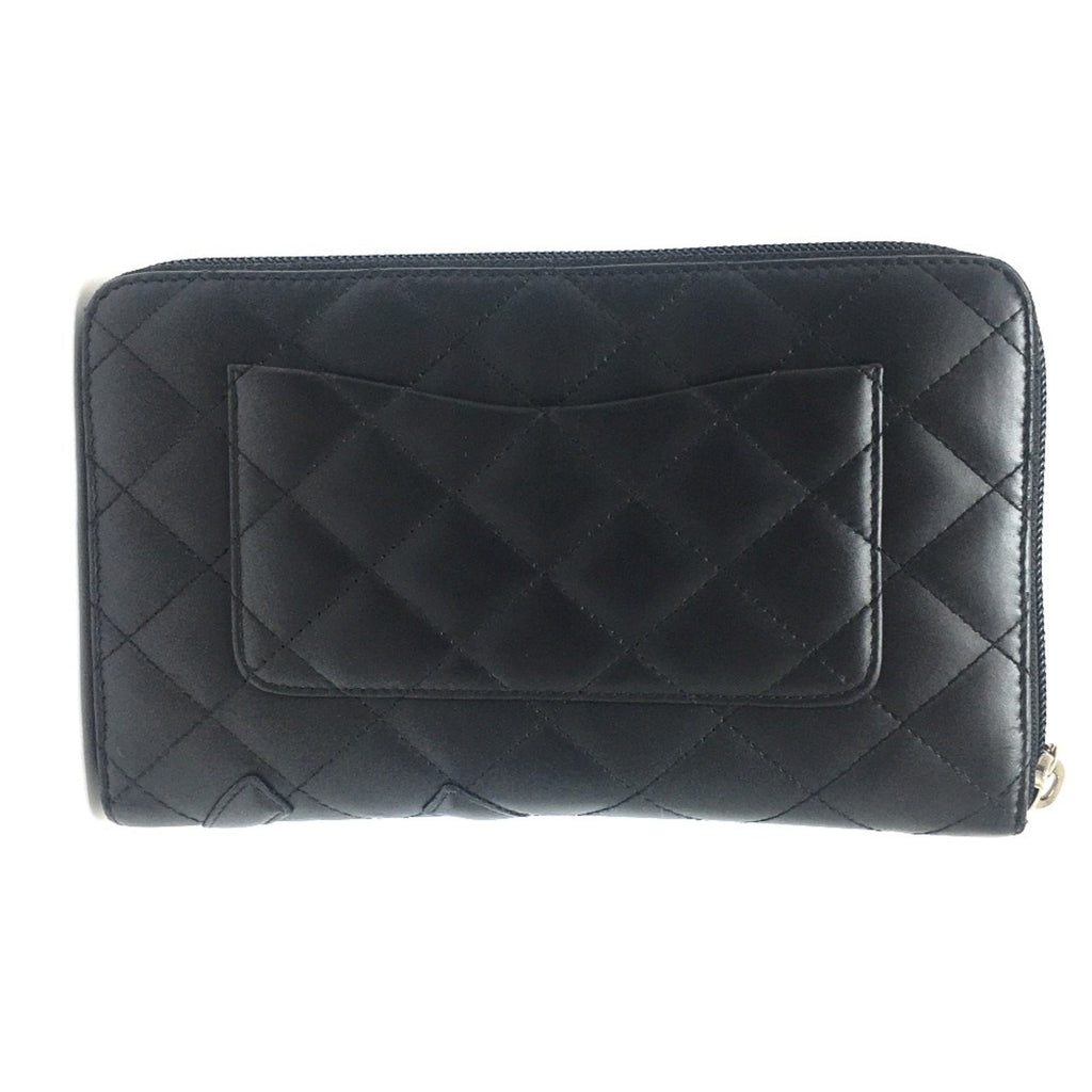 Chanel Black Leather Long Wallet (Bi-Fold) (Pre-Owned)