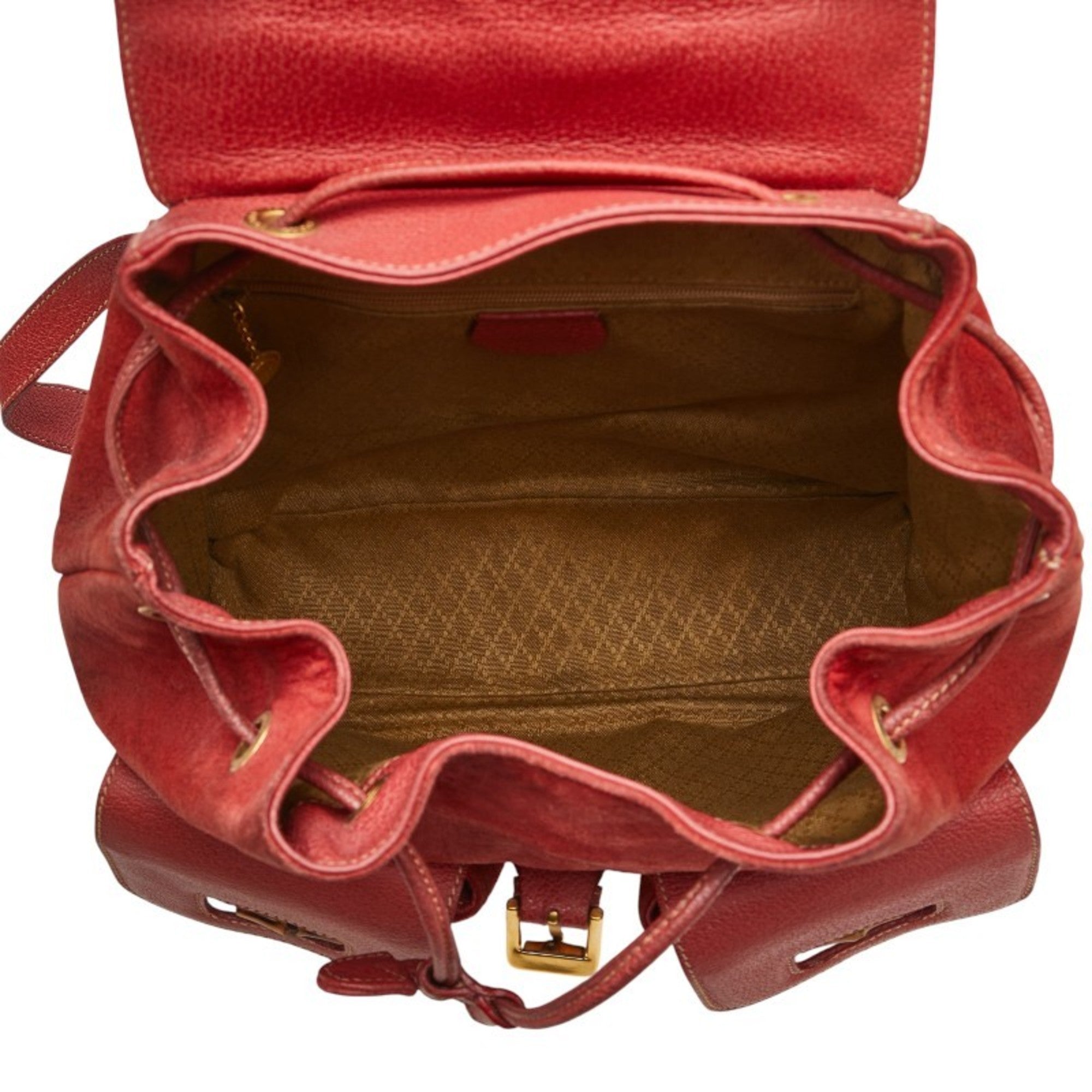 Gucci Red Brown Bamboo Leather Backpack (Pre-Owned)