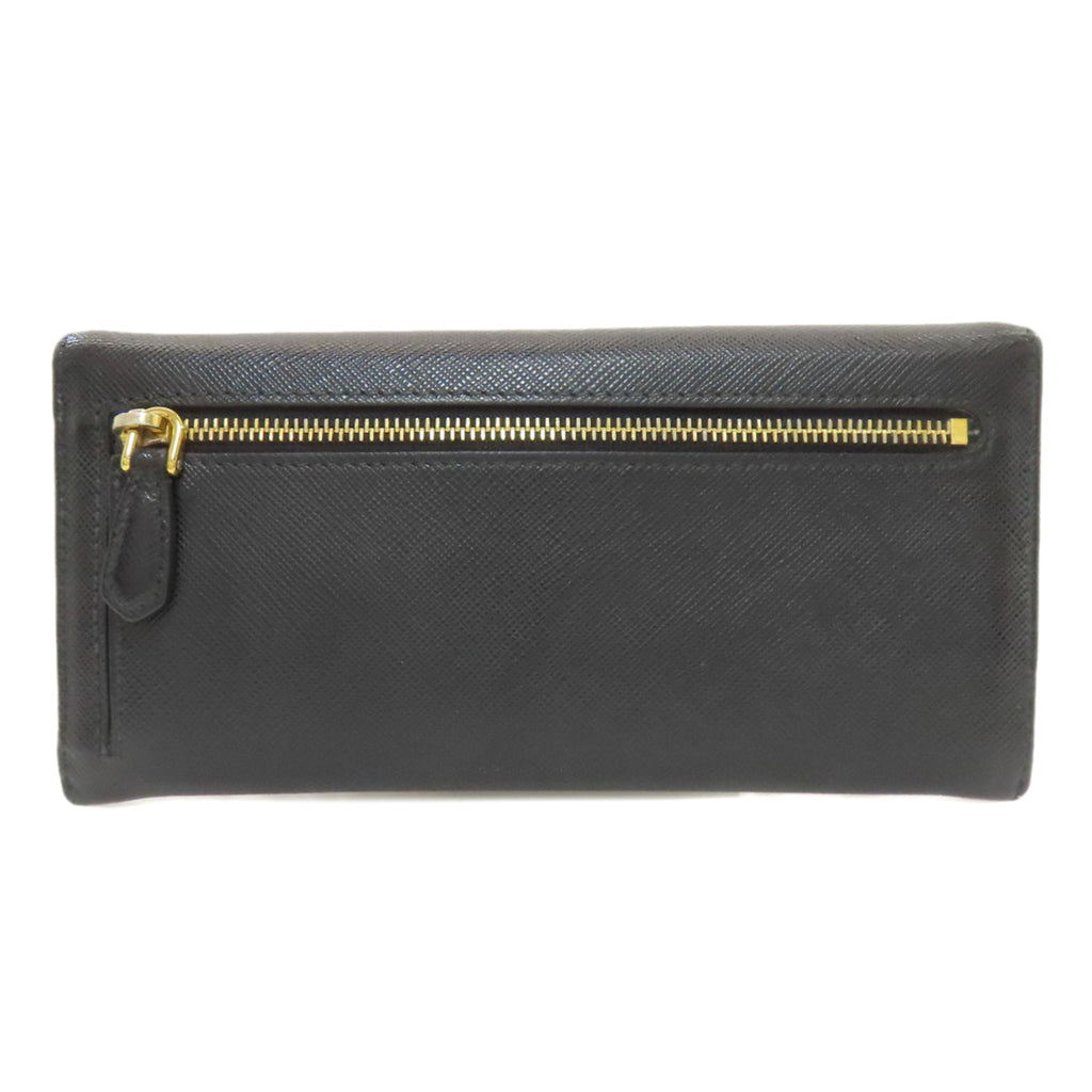 Prada Black Leather Long Wallet (Bi-Fold) (Pre-Owned)