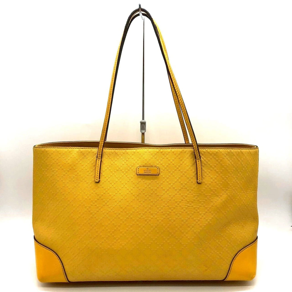 Gucci Diamante Yellow Leather Shoulder Bag Tote Bag (Pre-Owned)