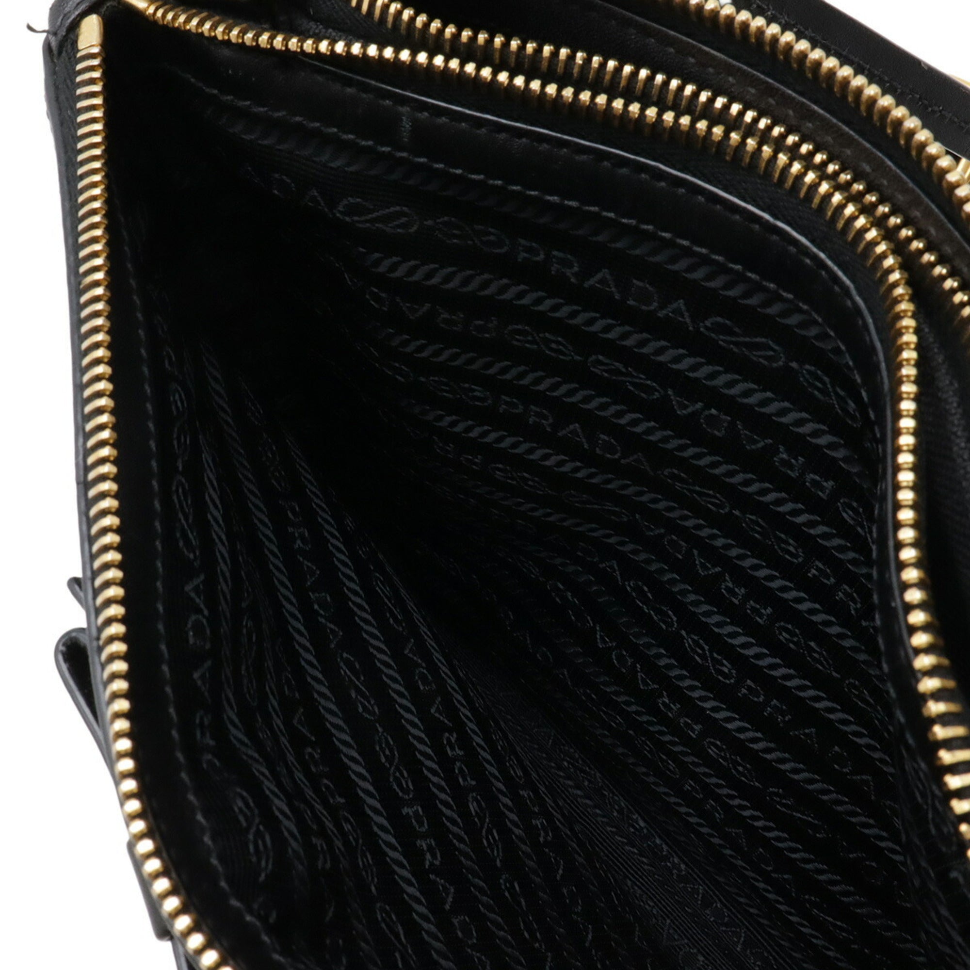Prada Nero Canvas Leather Clutch Bag Pochette Shoulder Bag (Pre-Owned)