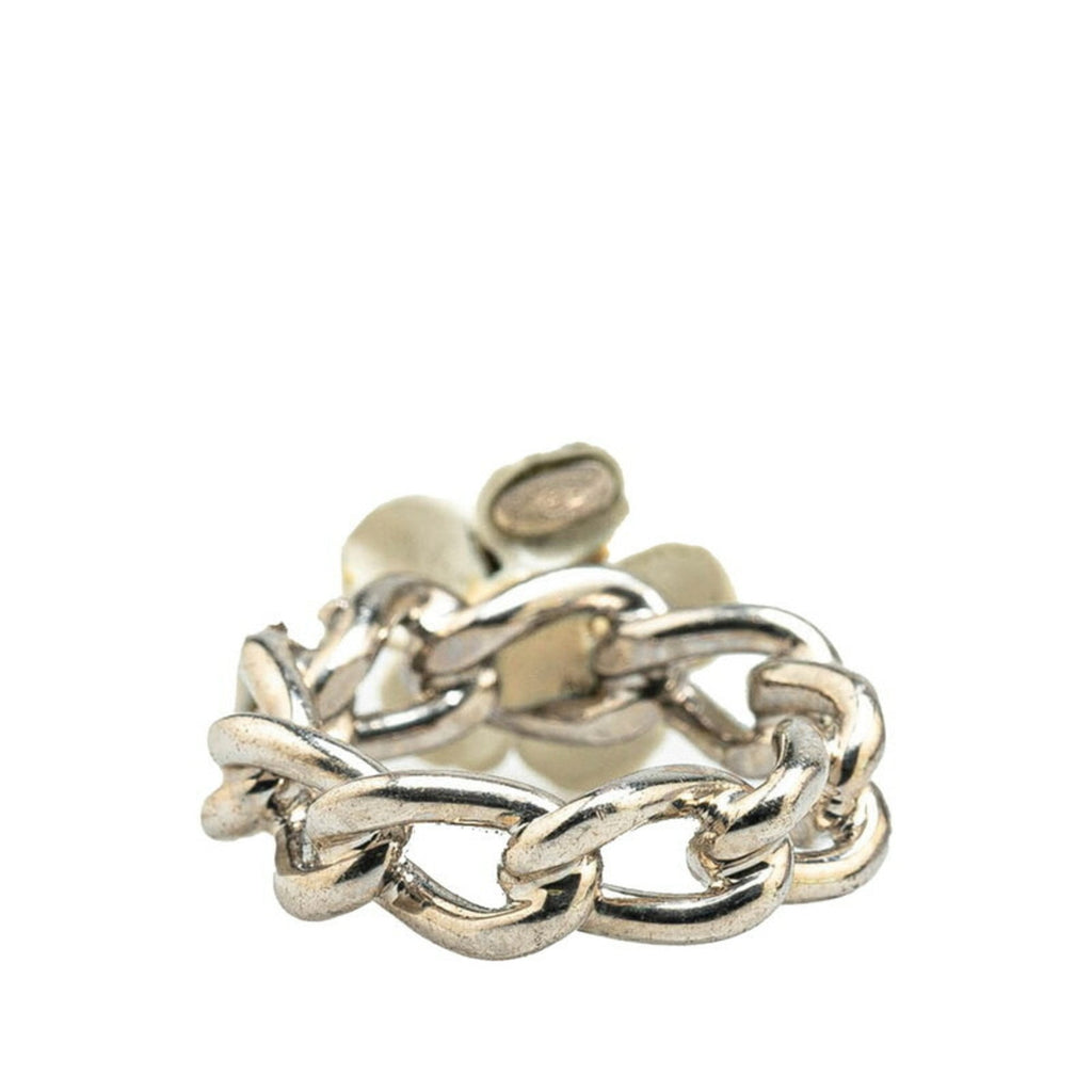 Chanel Silver White Metal Band Ring (Pre-Owned)