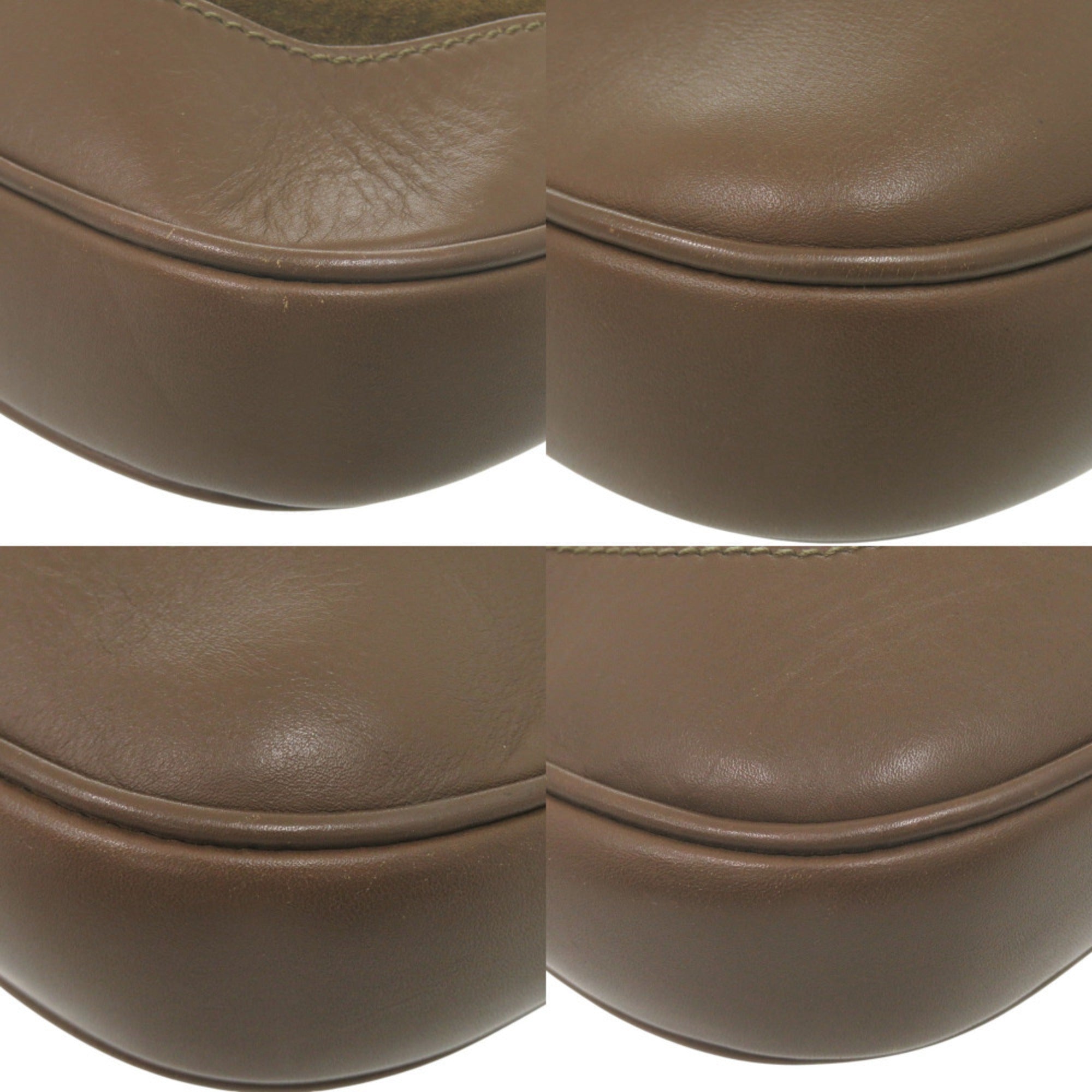 Gucci Brown Ivory Khaki Leather Suede Shoulder Bag (Pre-Owned)