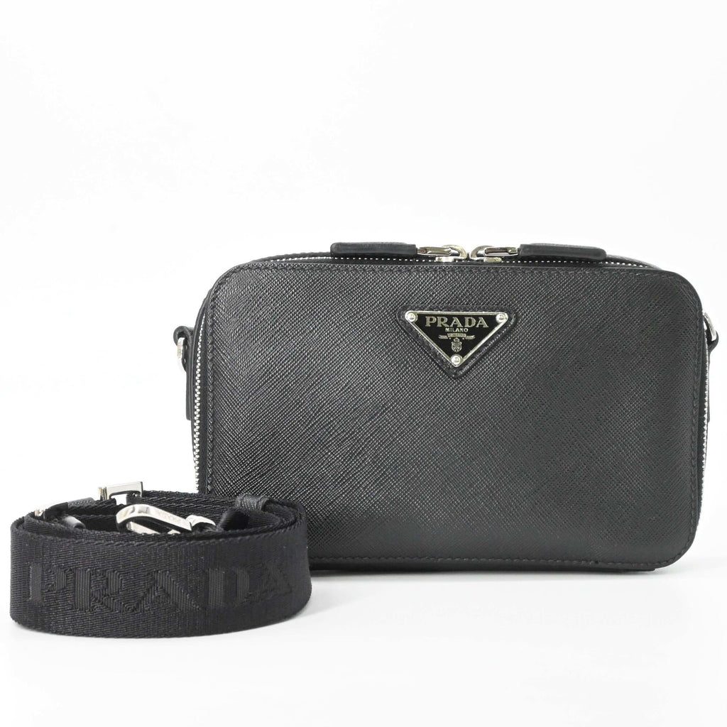 Prada Black Saffiano Triangle Shoulder Bag (Pre-Owned)