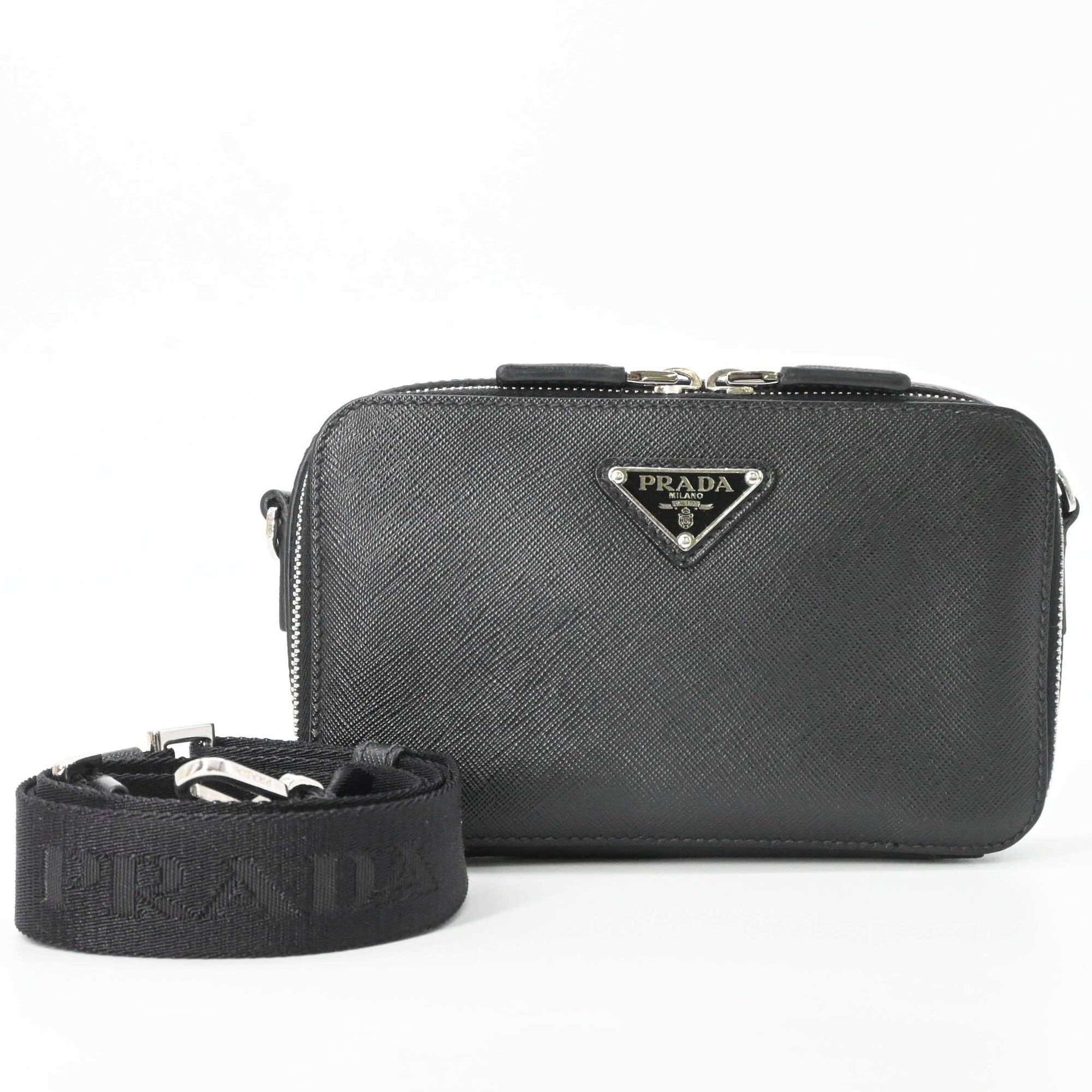 Prada Black Saffiano Triangle Shoulder Bag (Pre-Owned)
