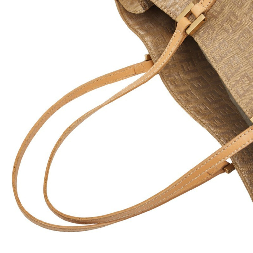 Fendi Beige Nylon Leather Handbag Tote Bag (Pre-Owned)