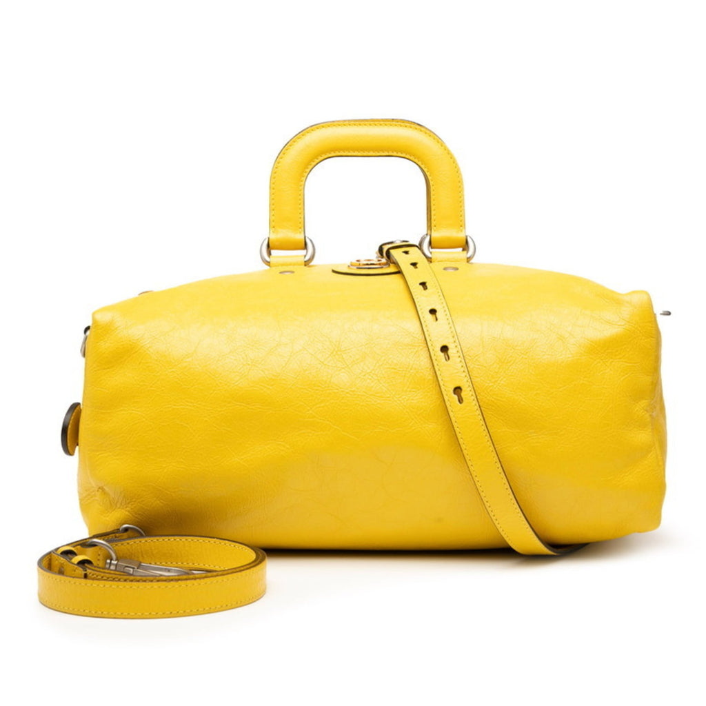 Gucci Yellow Leather Boston Bag Shoulder Bag (Pre-Owned)