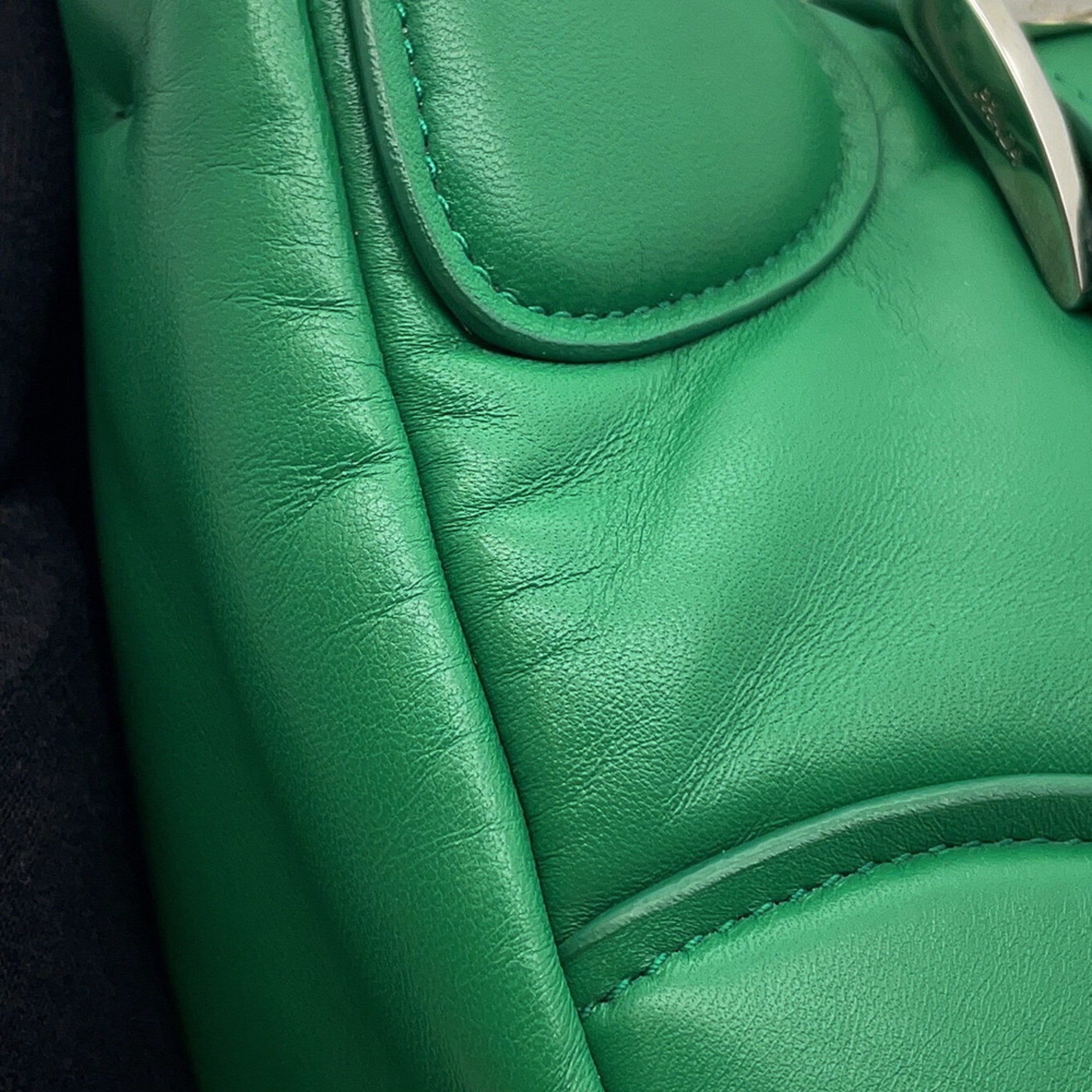 Prada Green Leather Handbag Shoulder Bag (Pre-Owned)