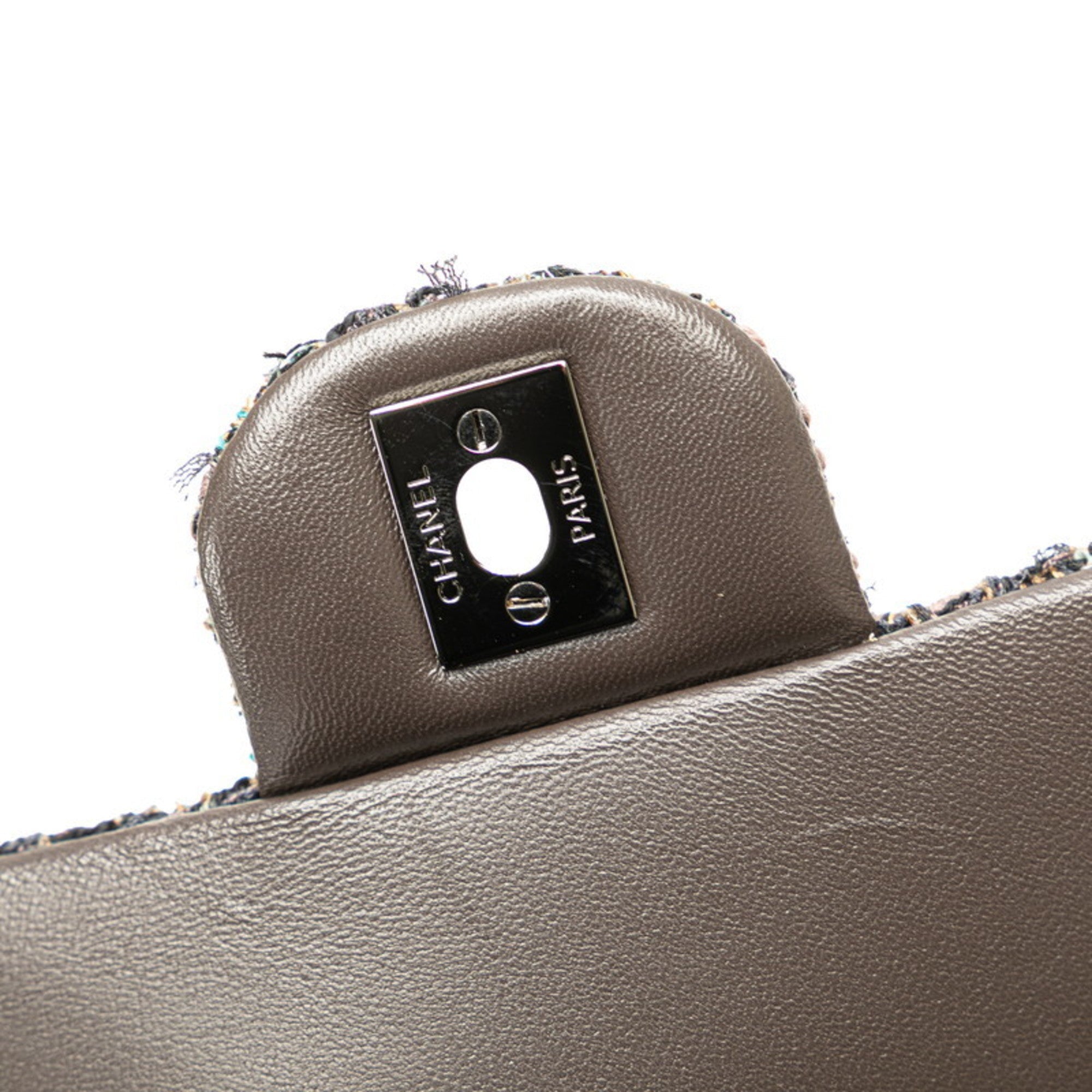 Chanel Gray Tweed Leather Shoulder Bag (Pre-Owned)