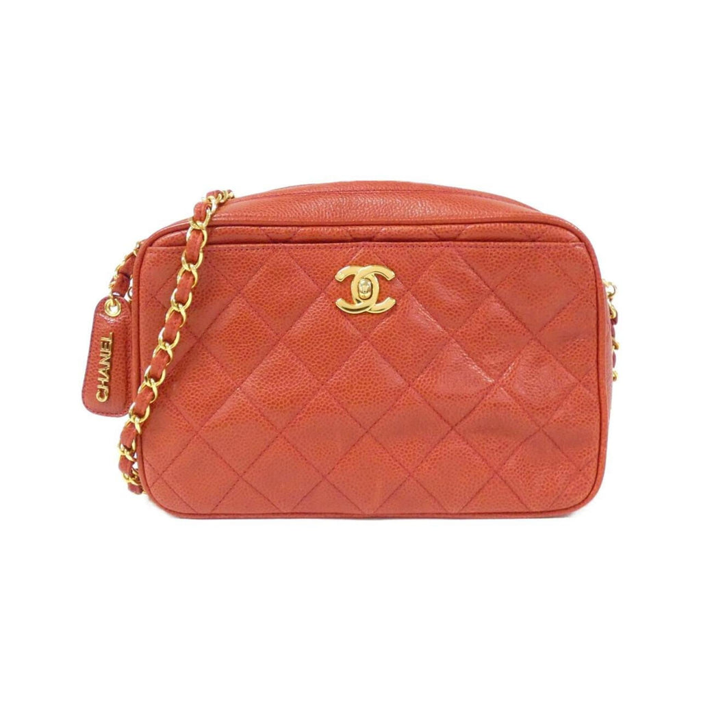 Chanel Red Color Grained Calfskin Shoulder Bag (Pre-Owned)