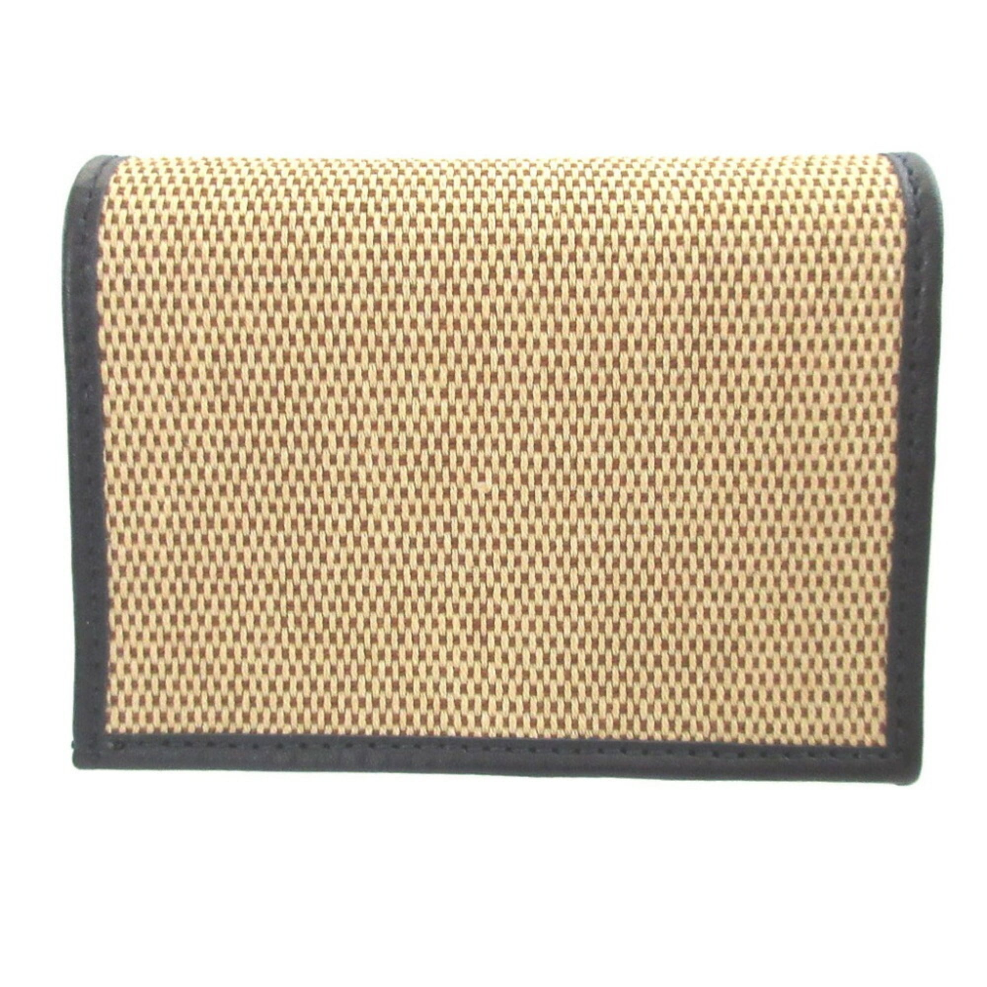 Gucci Beige Navy Canvas Leather Coin Purse/Coin Case (Pre-Owned)