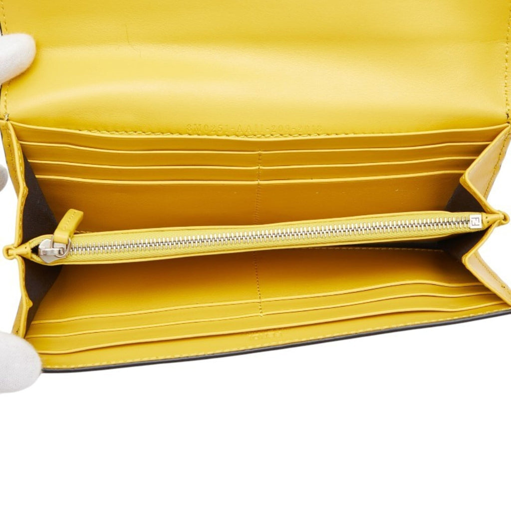 Fendi Brown Yellow Leather Long Wallet (Bi-Fold) (Pre-Owned)