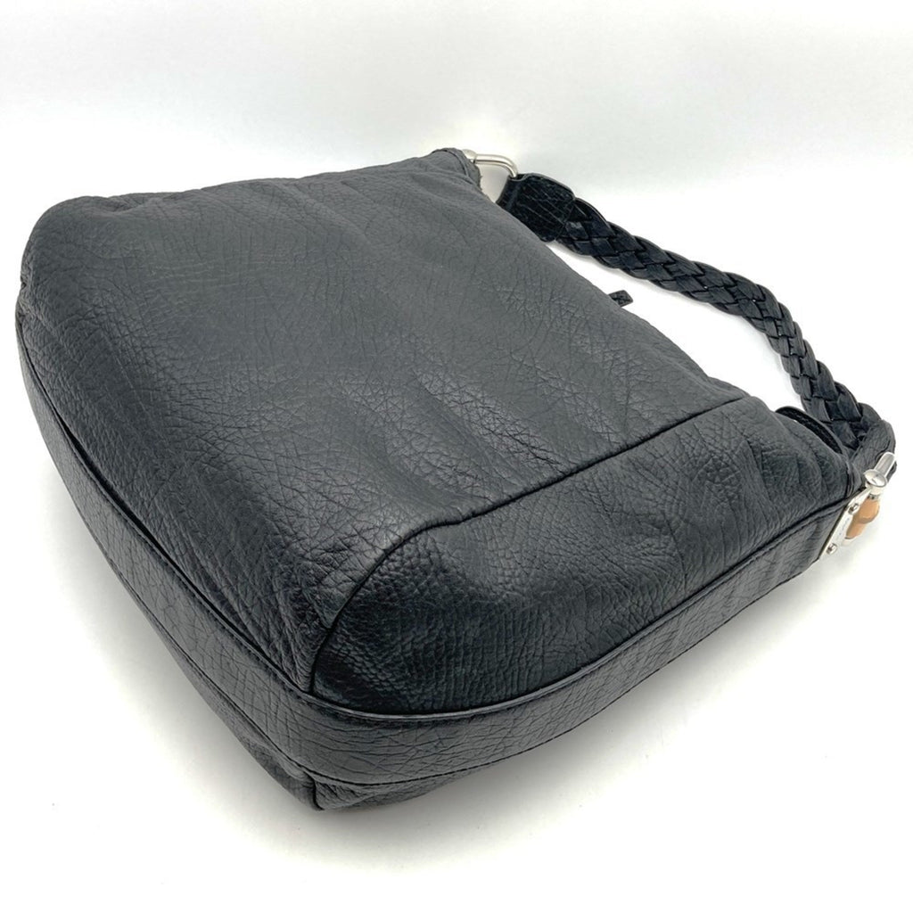 Gucci Black Bamboo Leather Handbag Shoulder Bag (Pre-Owned)