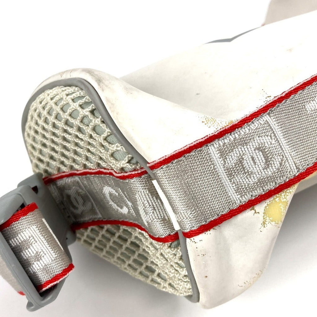 Chanel Red Color White Nylon Handbag Pouch Shoulder Bag (Pre-Owned)