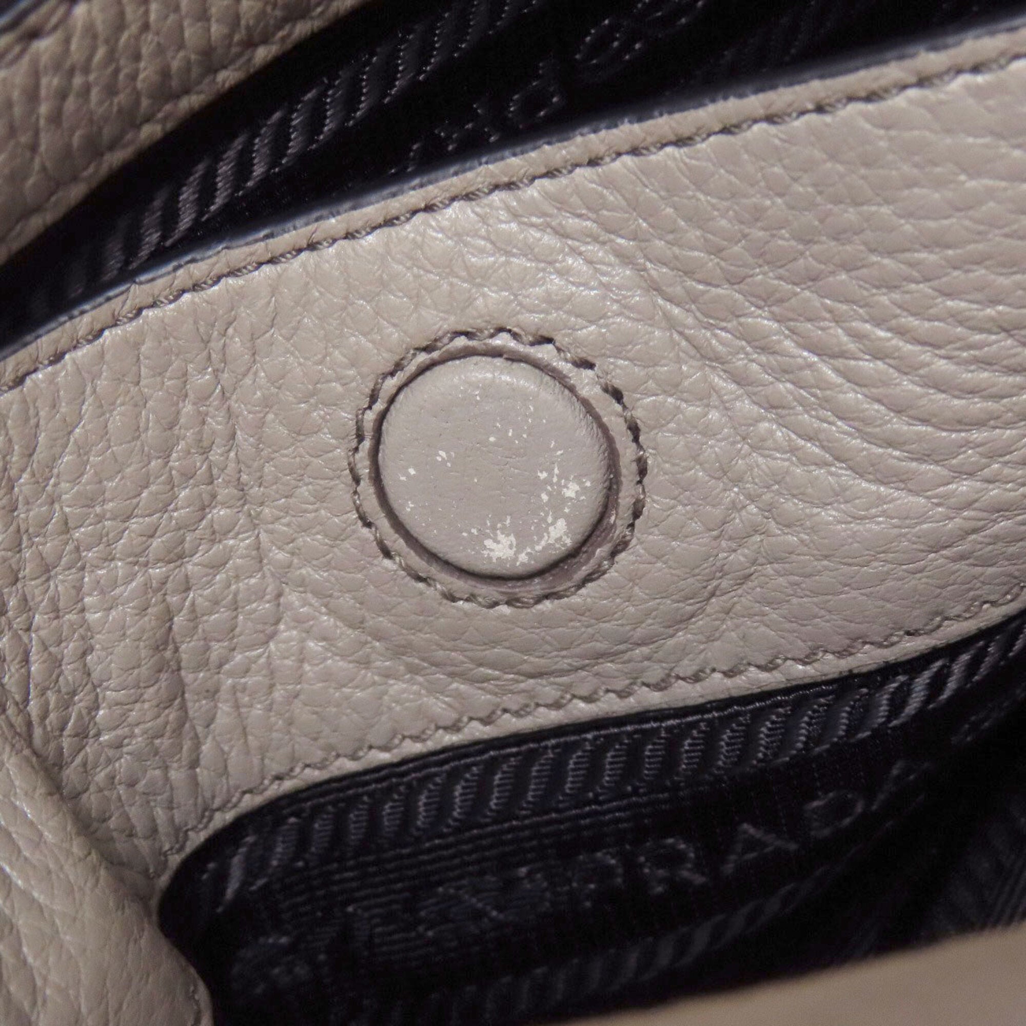 Prada Gray Leather Handbag (Pre-Owned)