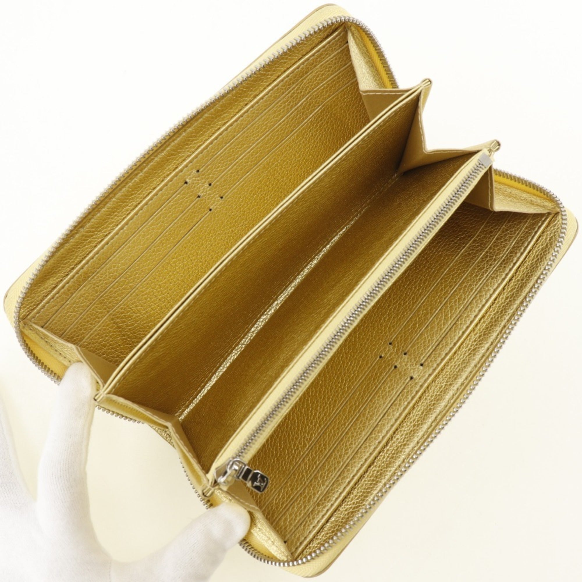 Louis Vuitton Gold Leather Long Wallet (Bi-Fold) (Pre-Owned)