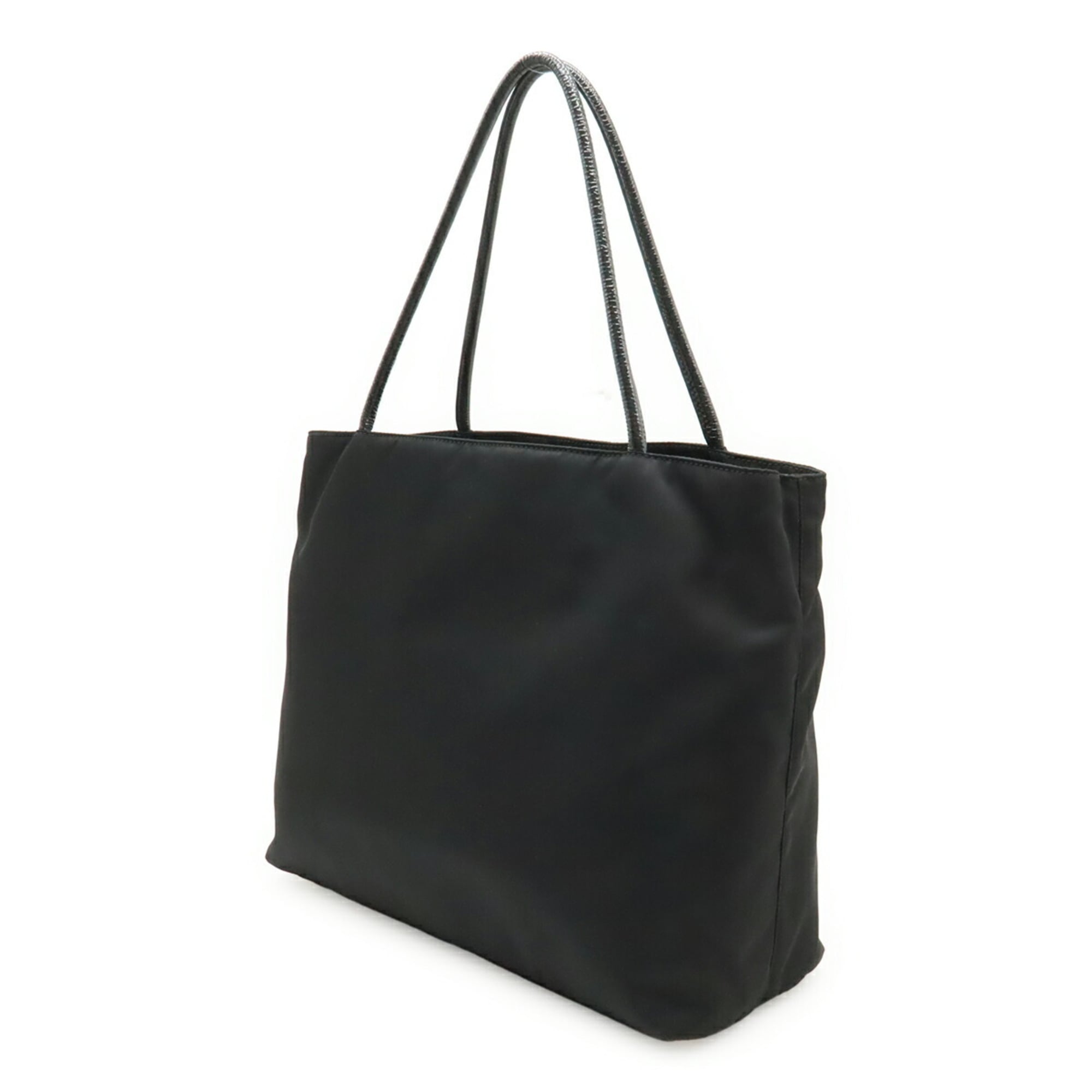 Prada Black Nero Nylon Patent Leather Shoulder Bag Tote Bag (Pre-Owned)